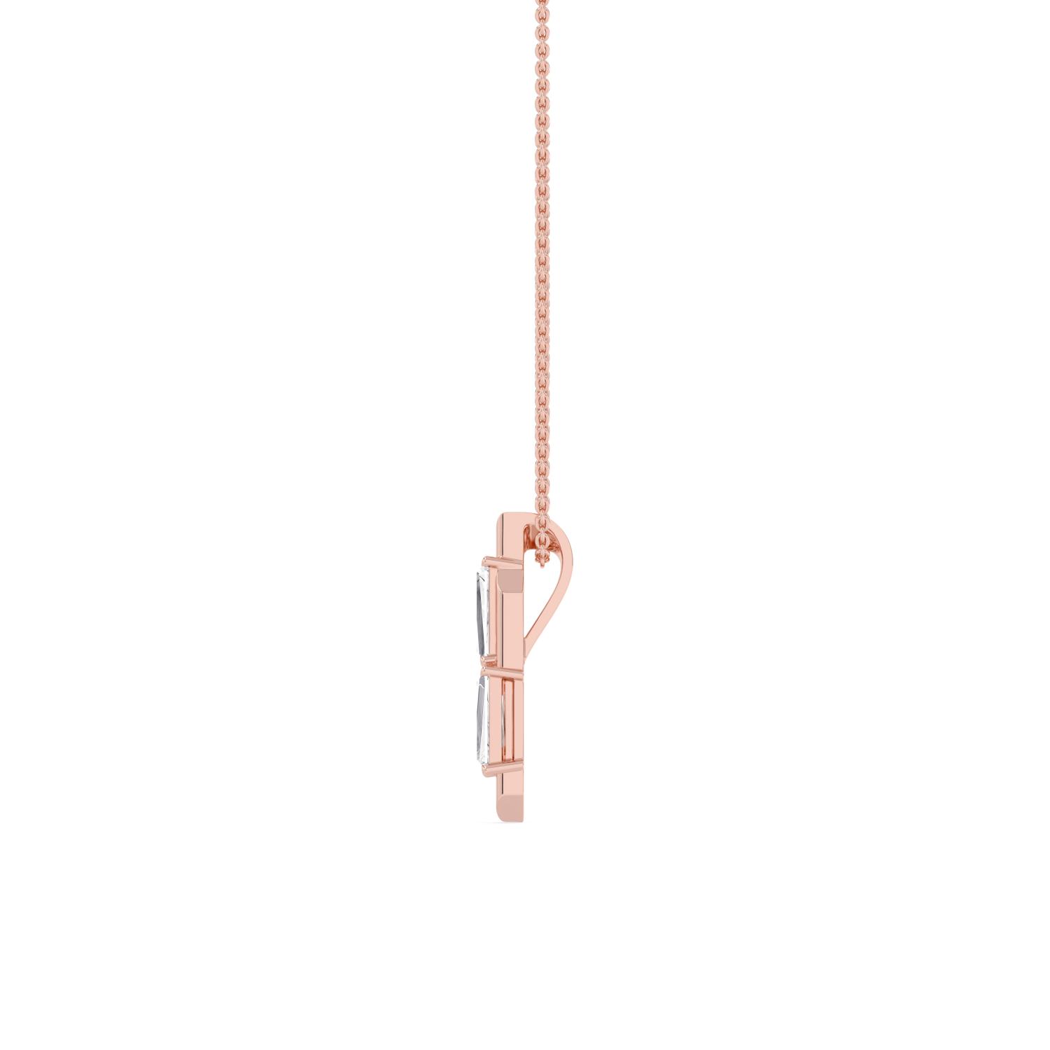 Liliana, Tapered Baguette Bar Pendant in Rose Gold, baguette, plain background, alternate view