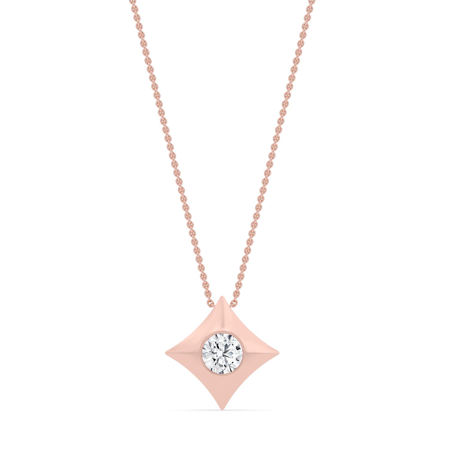 Natalia, Round Star Pendant in Rose Gold, round, plain background