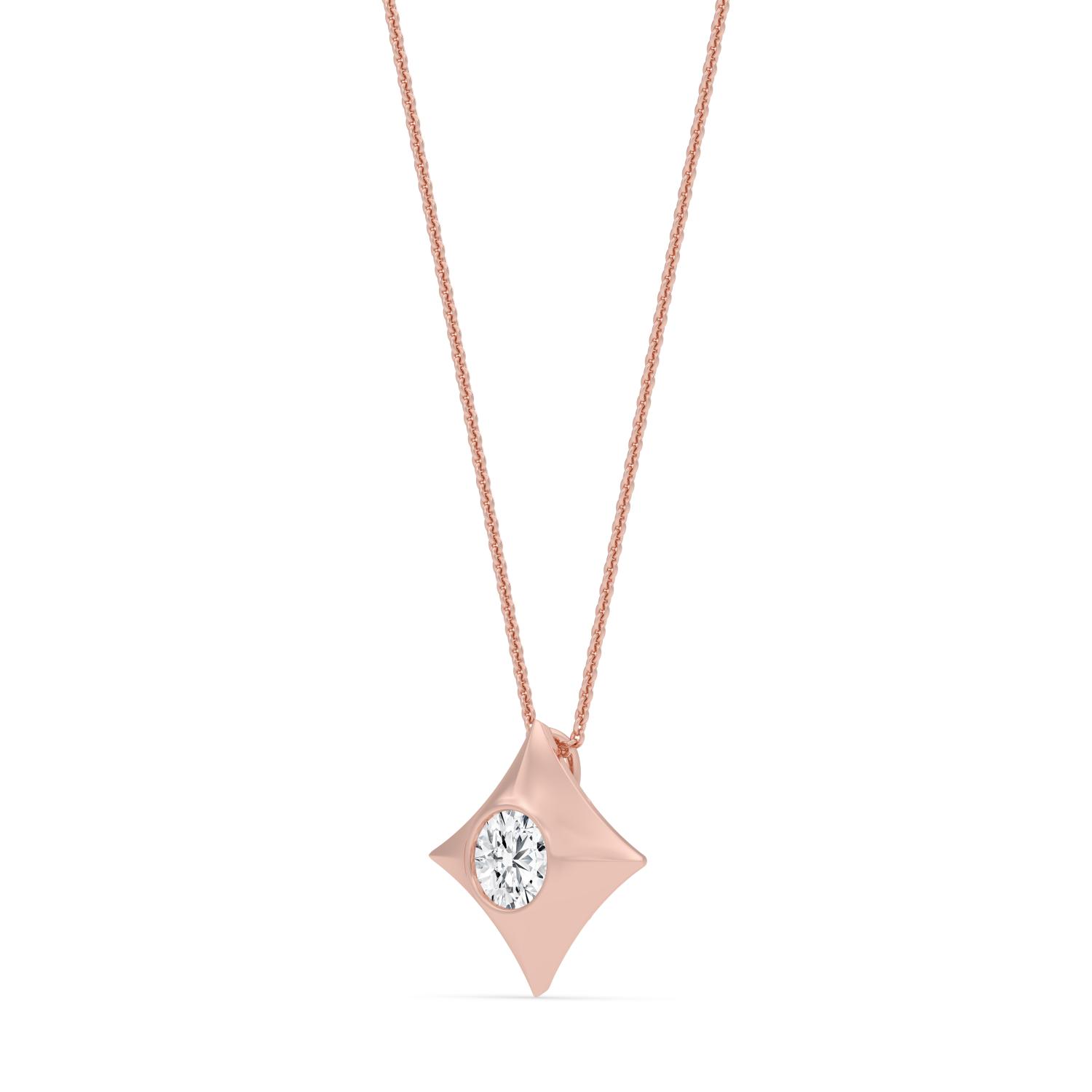Natalia, Round Star Pendant in Rose Gold, round, plain background, alternate view