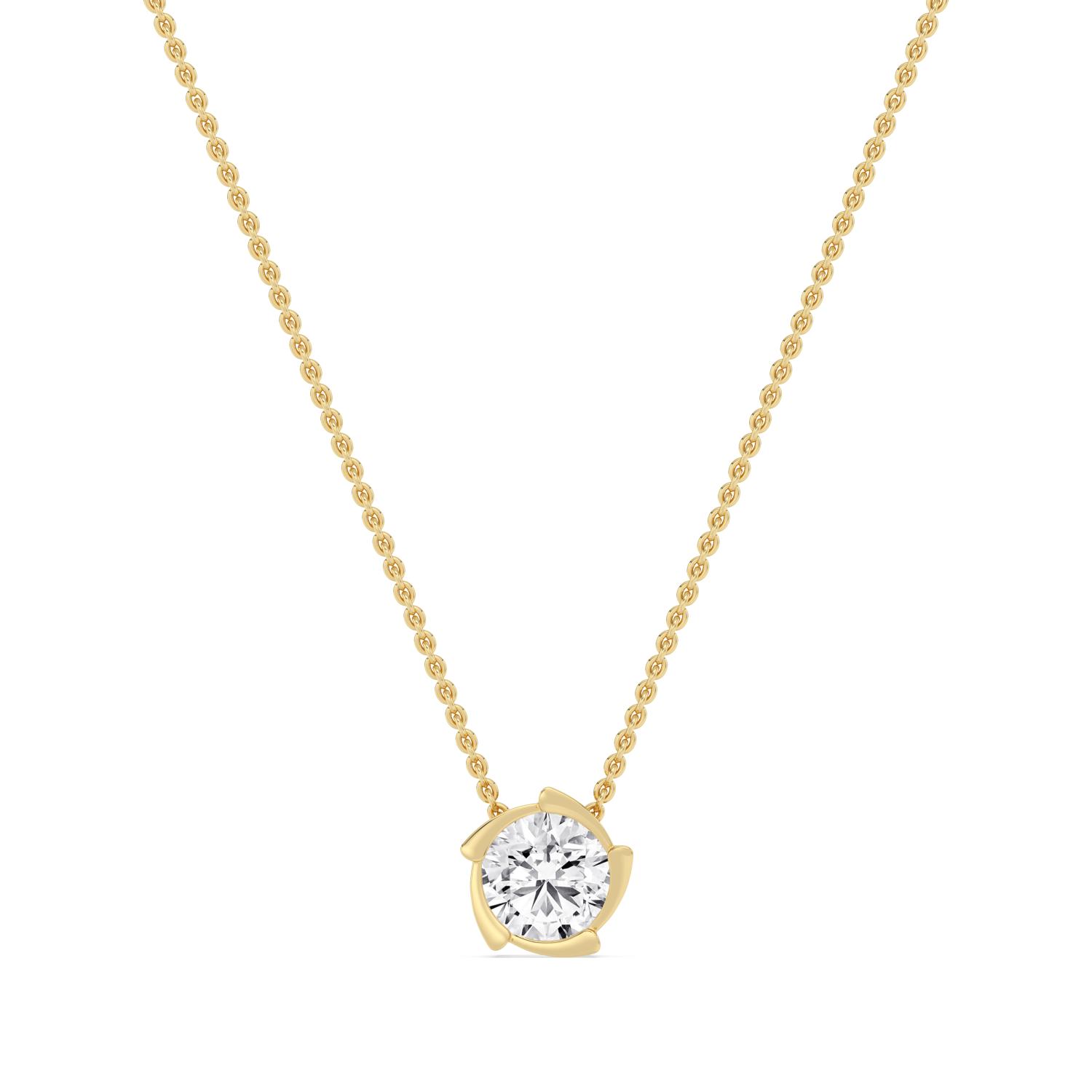 Rosamund, Round Swirl Bezel Pendant in Yellow Gold, round, plain background