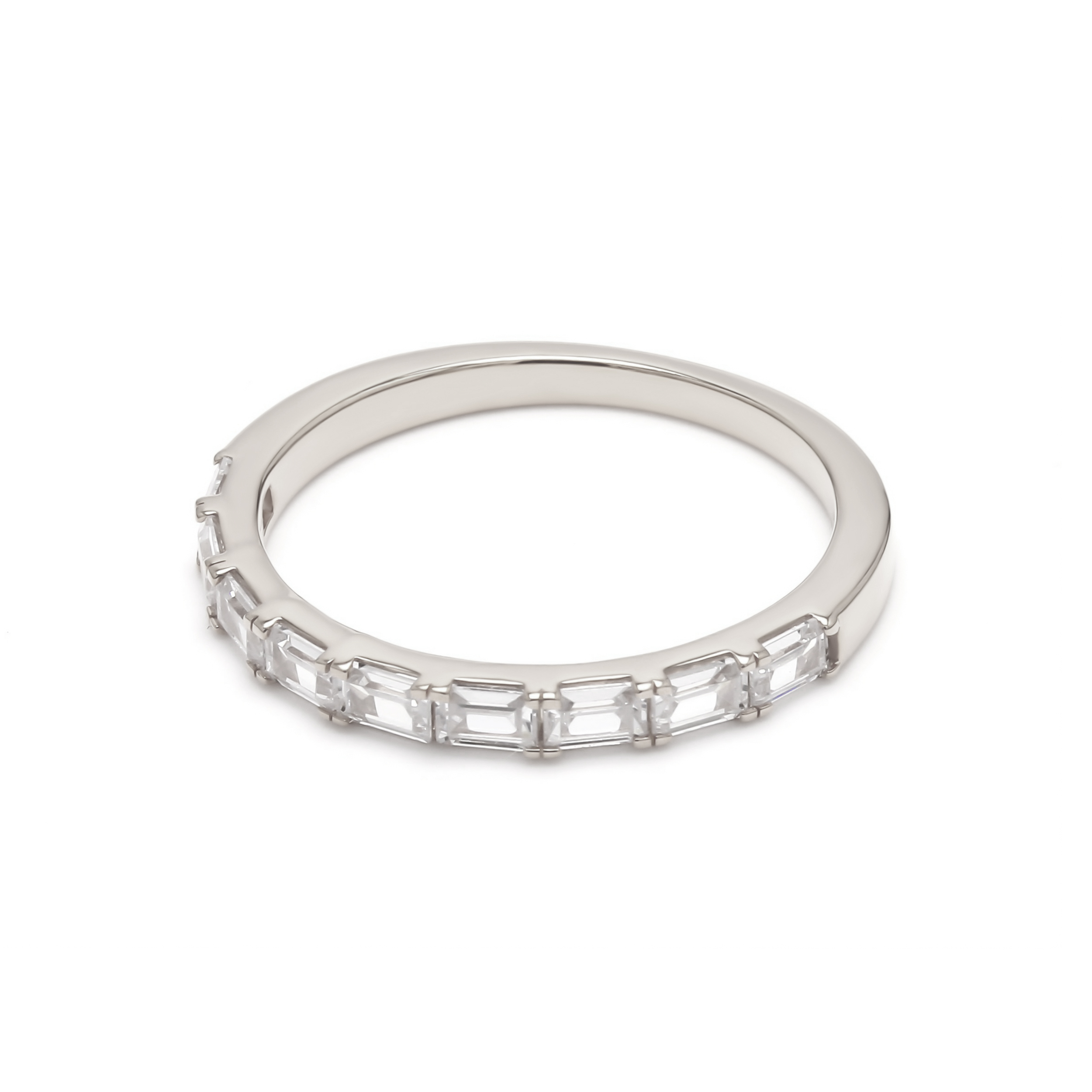 Steady, Baguette Band in White Gold, baguette, plain background, alternate view
