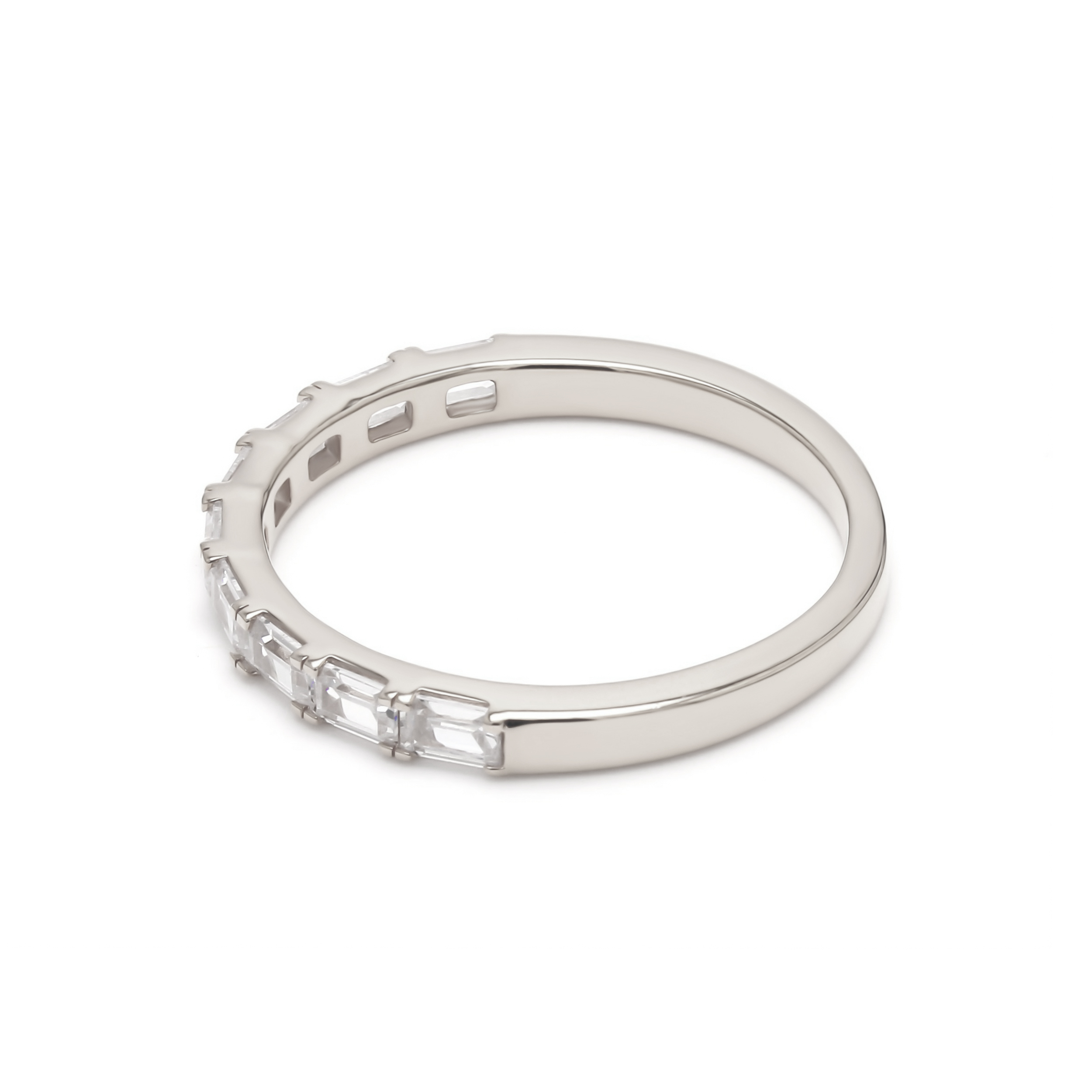 Steady, Baguette Band in White Gold, baguette, plain background, alternate view