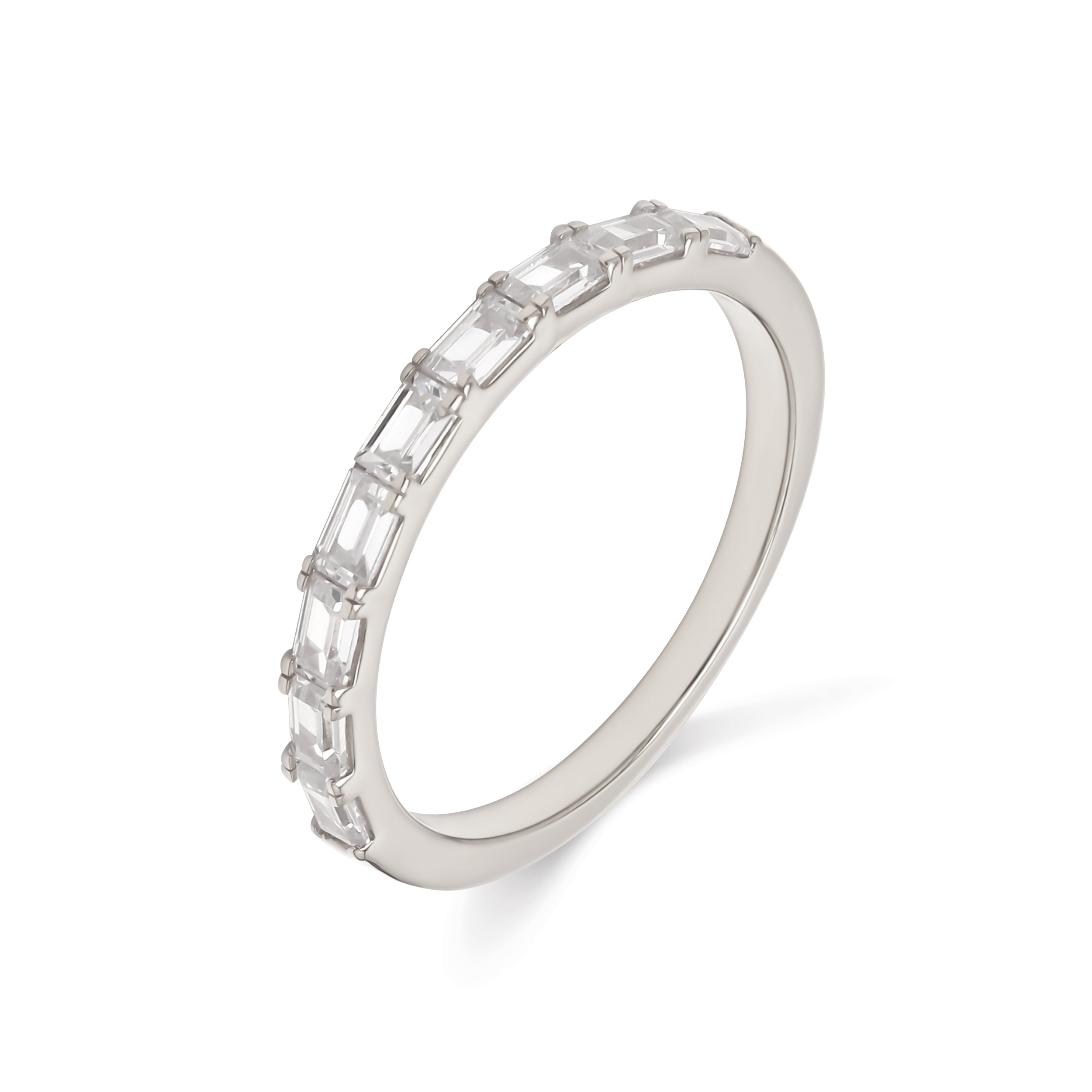 Steady, Baguette Band in White Gold, baguette, plain background, alternate view