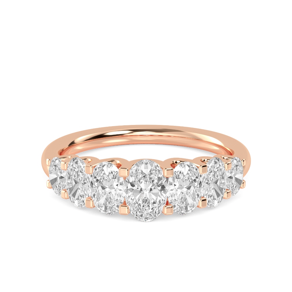 Dove, Seven-Stone Graduated Oval Band in Rose Gold, oval, plain background