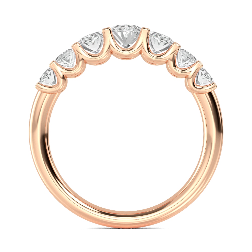 Dove, Seven-Stone Graduated Oval Band in Rose Gold, oval, plain background, alternate view