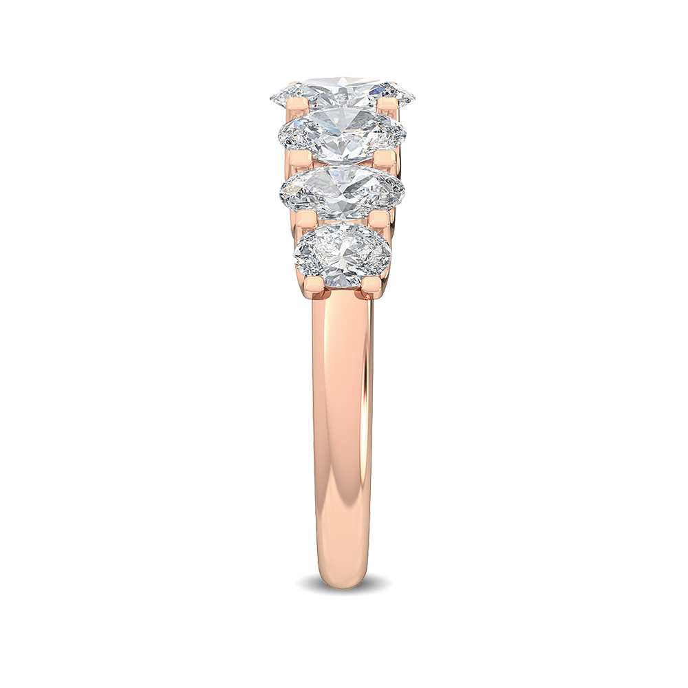Dove, Seven-Stone Graduated Oval Band in Rose Gold, oval, plain background, alternate view