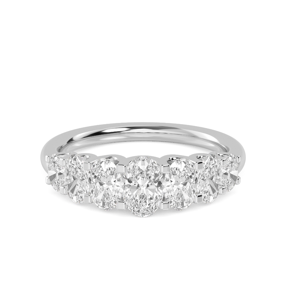 Bloom Oval, Seven-Stone Graduated Oval Band in White Gold, oval, studio photo