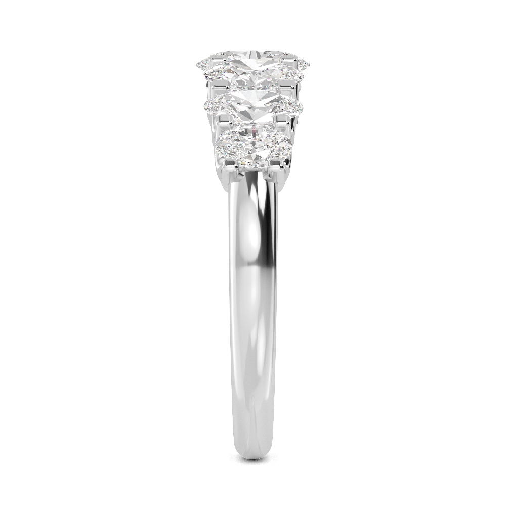 Bloom Oval, Seven-Stone Graduated Oval Band in White Gold, oval, studio photo, alternate view