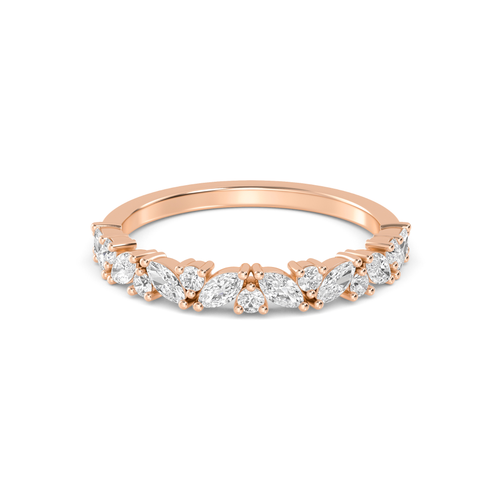 Beck, Marquise and Round Band in Rose Gold, marquise, plain background