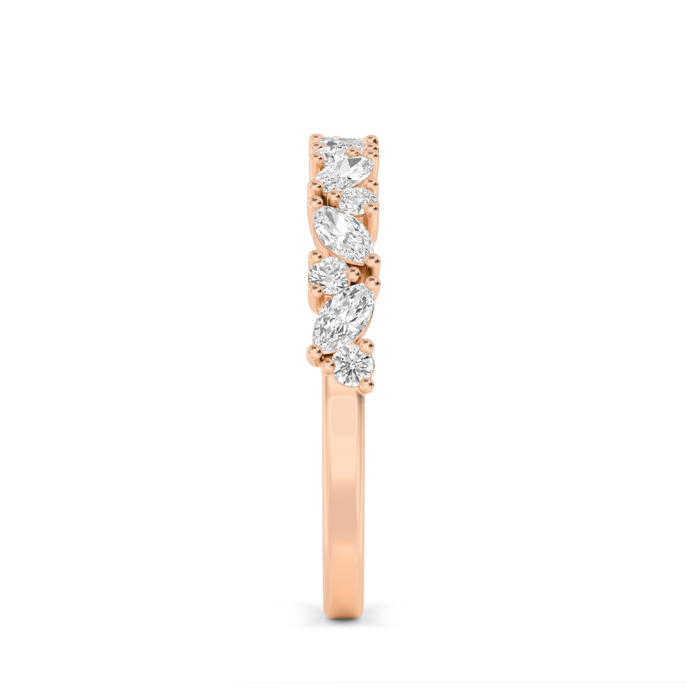 Beck, Marquise and Round Band in Rose Gold, marquise, plain background, alternate view