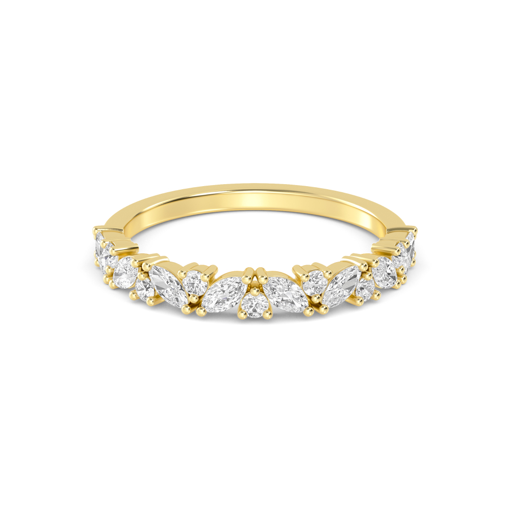 Petal Marquise Rounds, Marquise and Round Band in Yellow Gold, marquise, studio photo