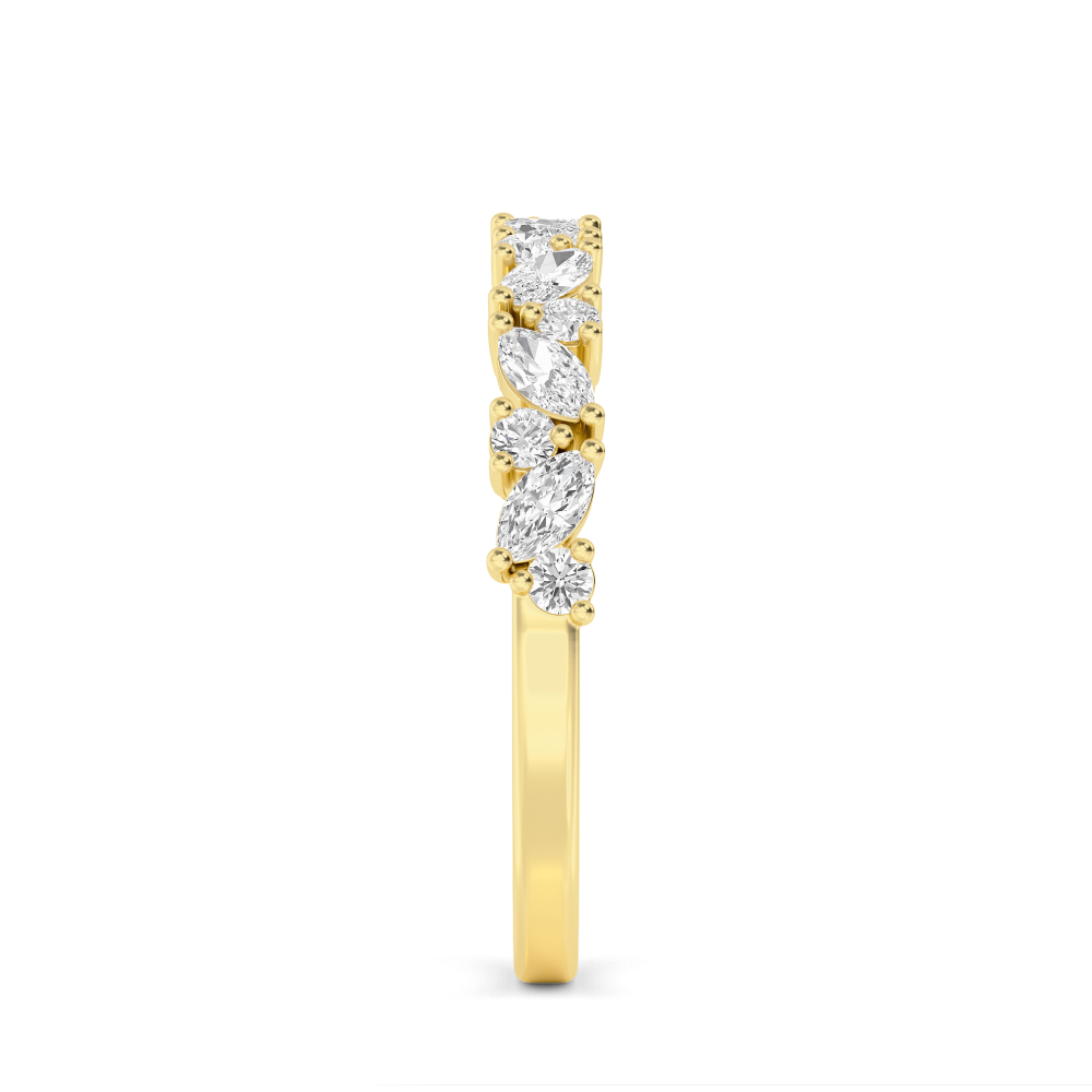Petal Marquise Rounds, Marquise and Round Band in Yellow Gold, marquise, studio photo, alternate view