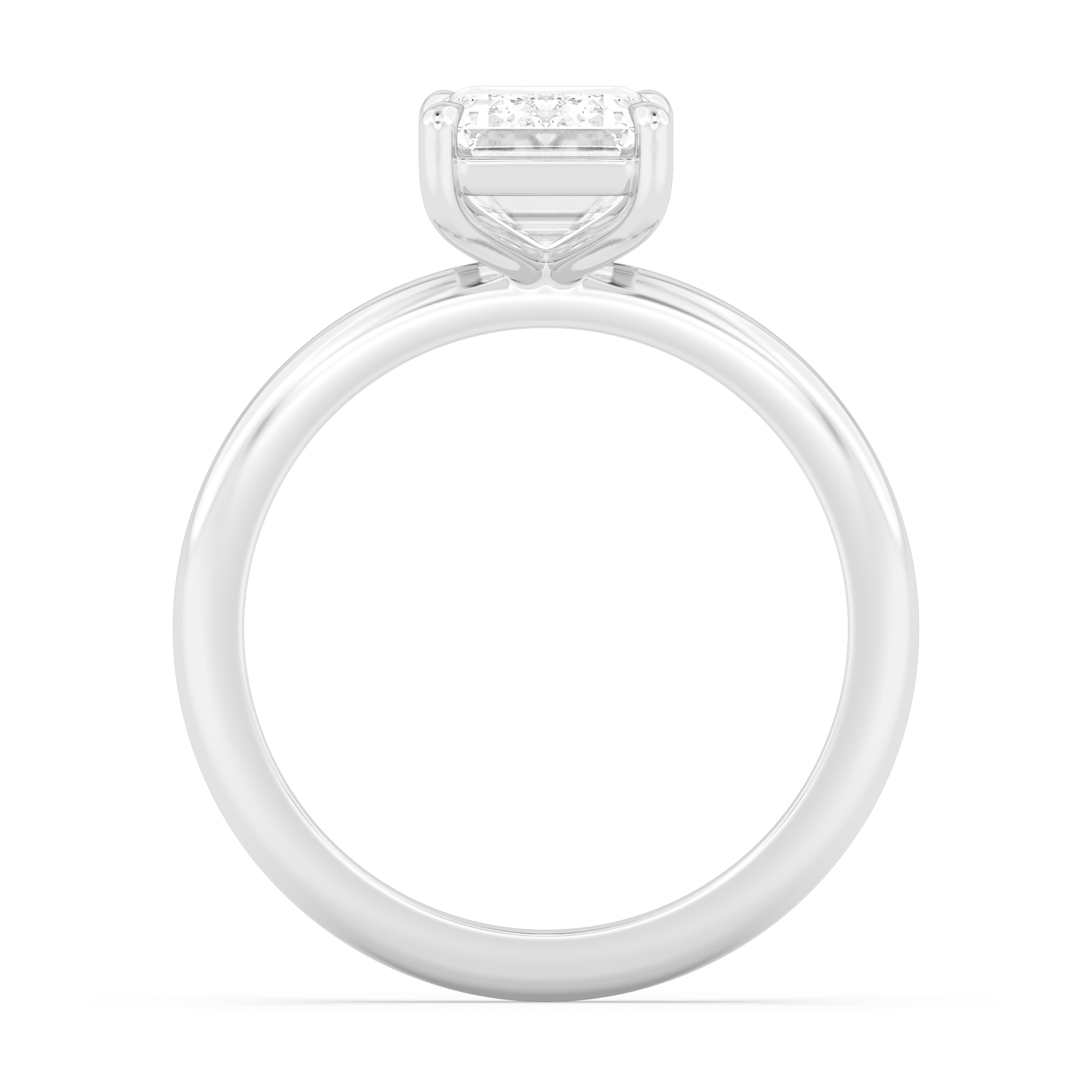 Fjord, Emerald-Cut Solitaire in White Gold, emerald, plain background, alternate view