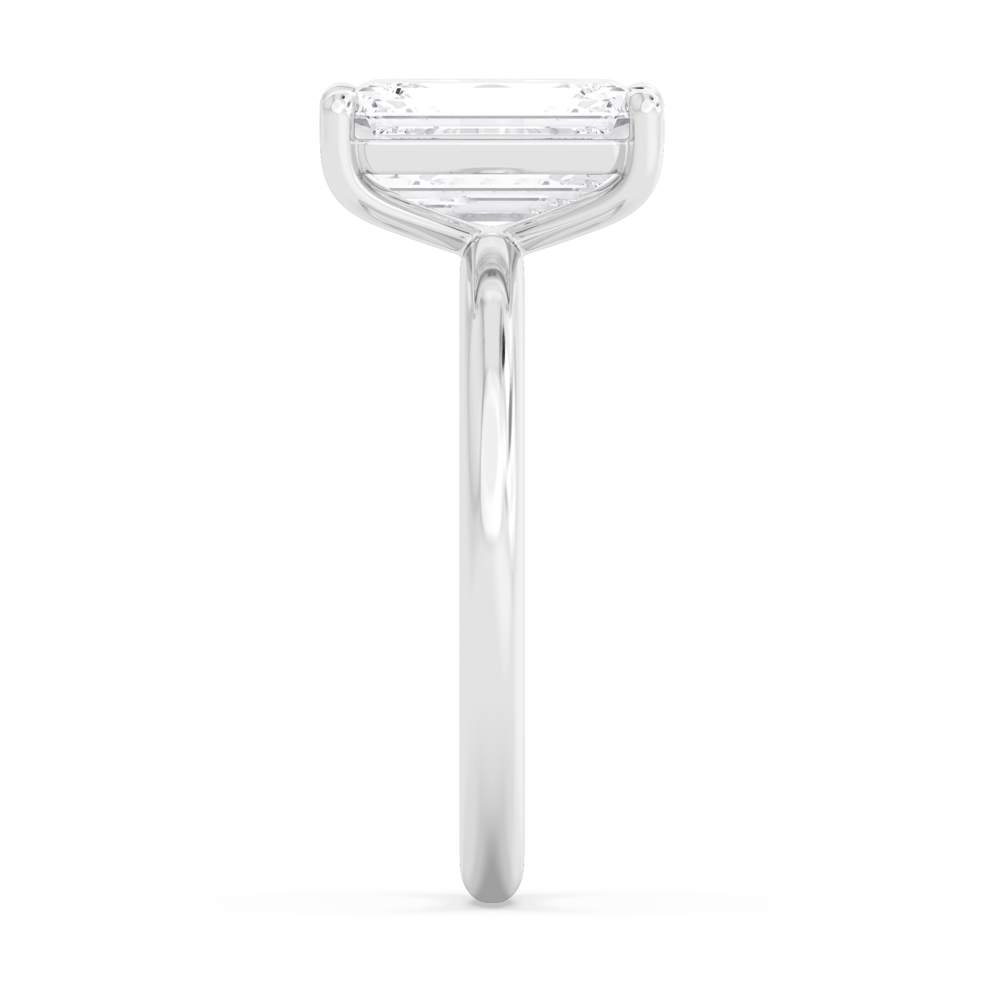 Fjord, Emerald-Cut Solitaire in White Gold, emerald, plain background, alternate view