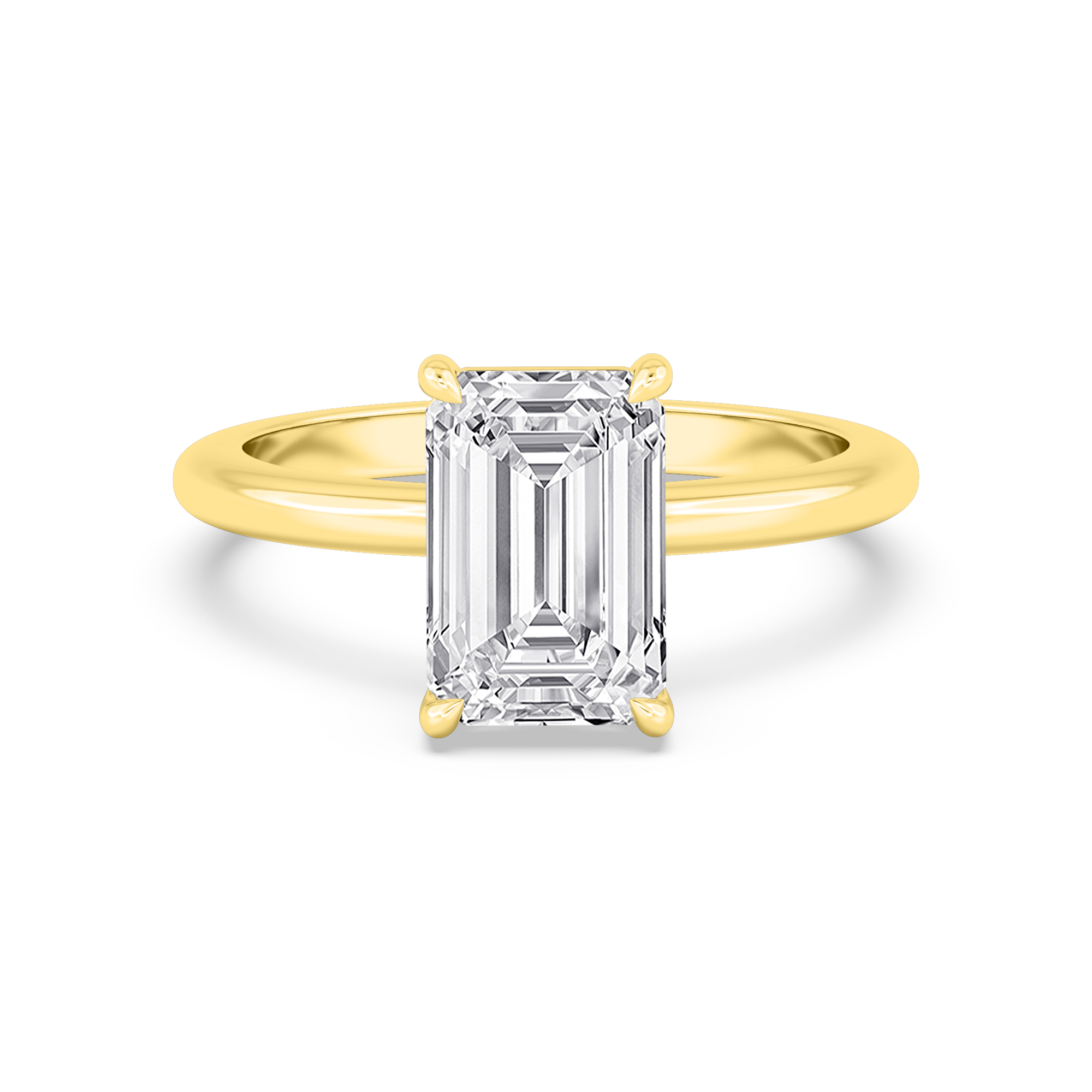 Secret Emerald, Emerald-Cut Solitaire in Yellow Gold, emerald, studio photo