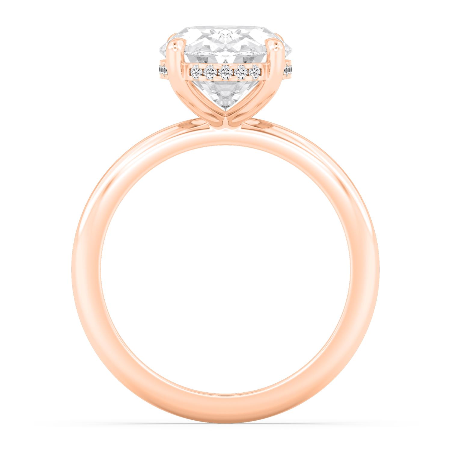 Secret Oval, Oval Hidden-Halo Solitaire in Rose Gold, oval, studio photo, alternate view
