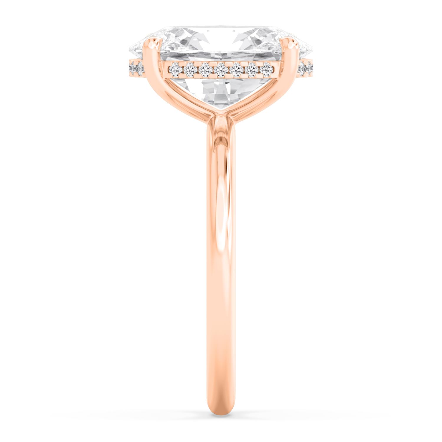 Secret Oval, Oval Hidden-Halo Solitaire in Rose Gold, oval, studio photo, alternate view