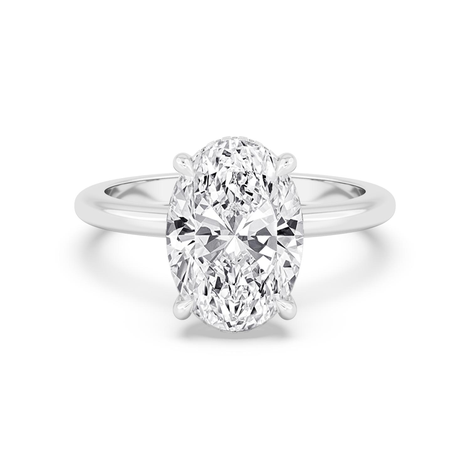 Finch, Oval Hidden-Halo Solitaire in White Gold, oval, plain background