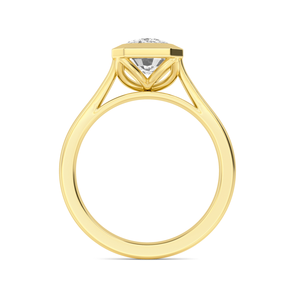 Hearth, Cushion Bezel Ring in Yellow Gold, cushion, plain background, alternate view