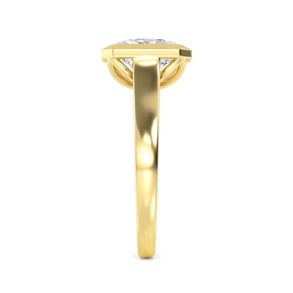 Hearth, Cushion Bezel Ring in Yellow Gold, cushion, plain background, alternate view