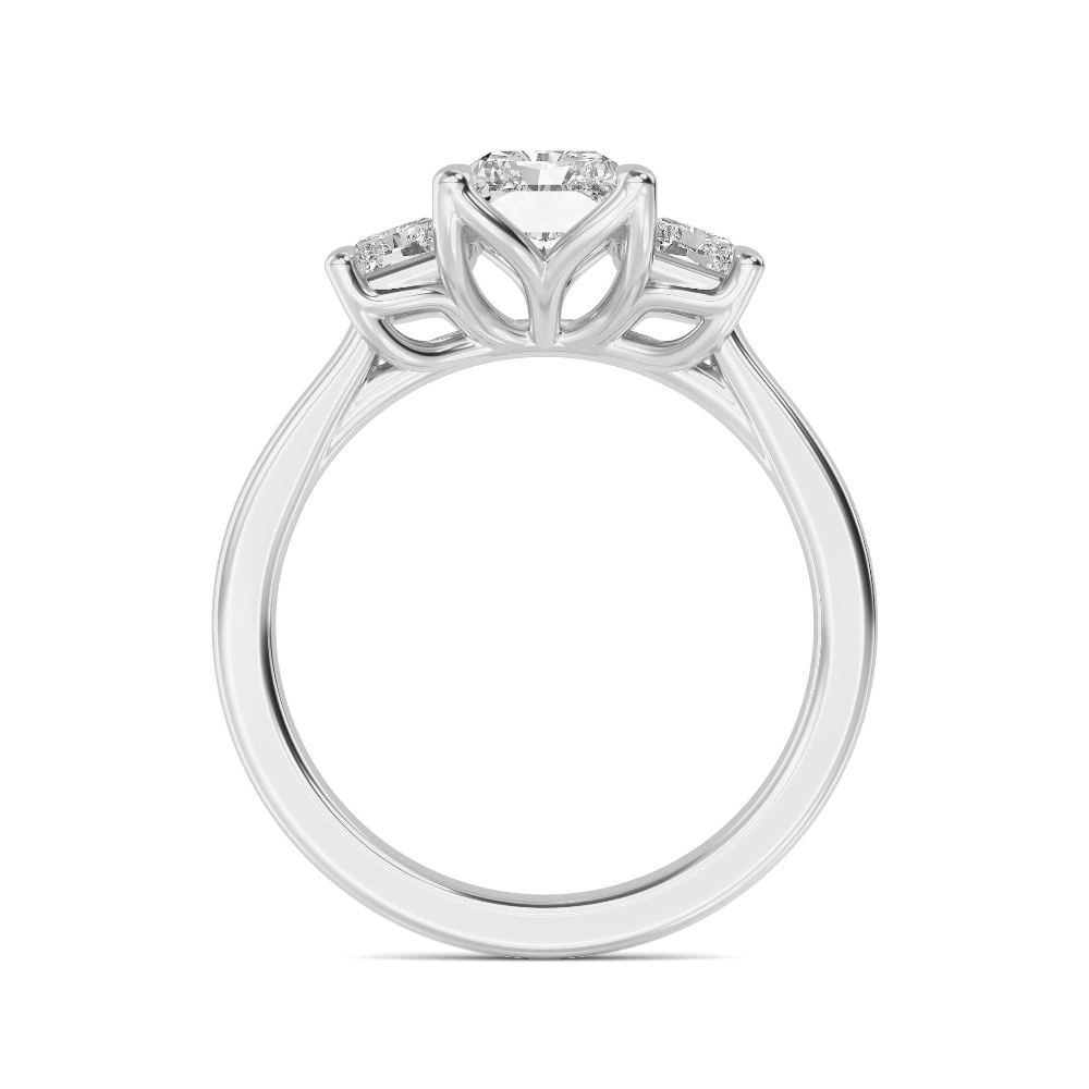 Prose, Three-Stone Radiant Ring in White Gold, radiant, plain background, alternate view