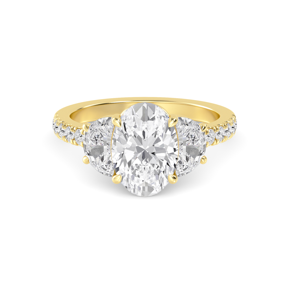 Chapter, Oval Ring with Half-Moon Sides in Yellow Gold, oval, plain background