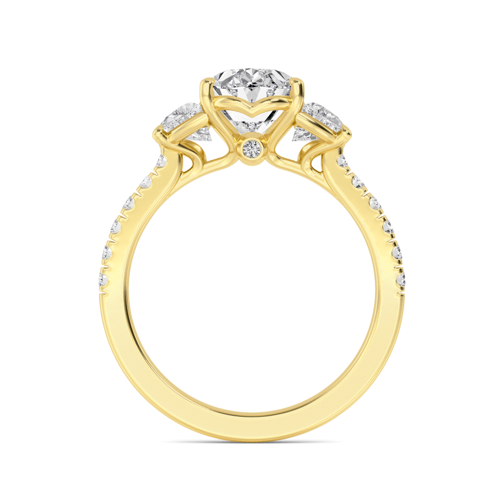 Chapter, Oval Ring with Half-Moon Sides in Yellow Gold, oval, plain background, alternate view
