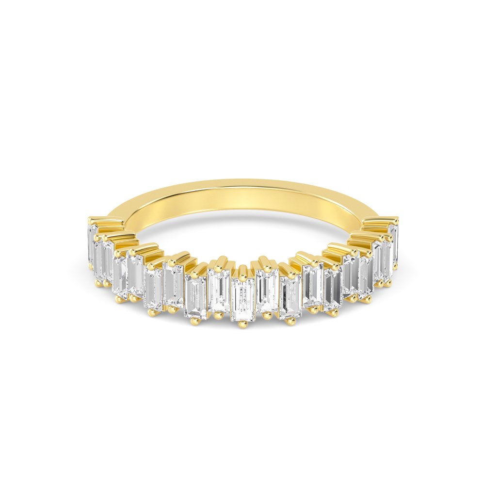 Snow, Upright Baguette Band in Yellow Gold, baguette, plain background