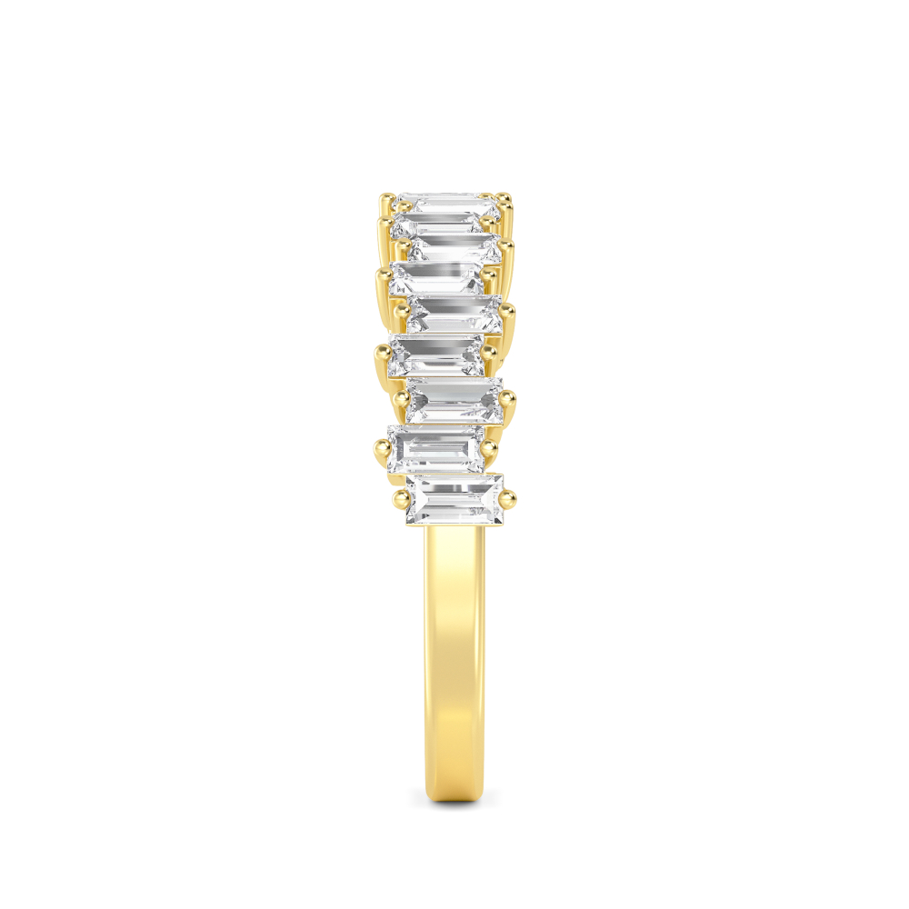 Snow, Upright Baguette Band in Yellow Gold, baguette, plain background, alternate view