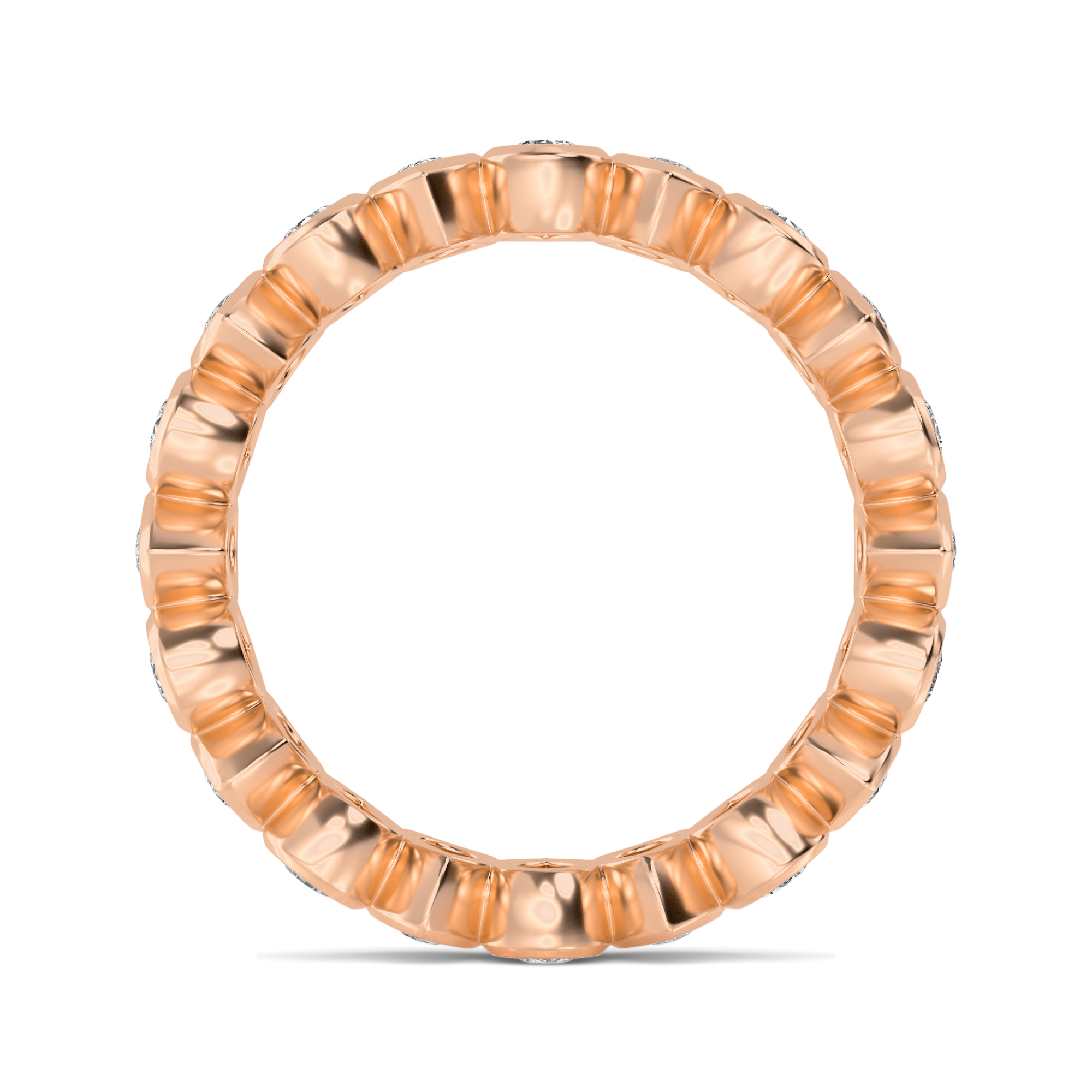 River, Bezel Eternity Band in Rose Gold, pear, plain background, alternate view