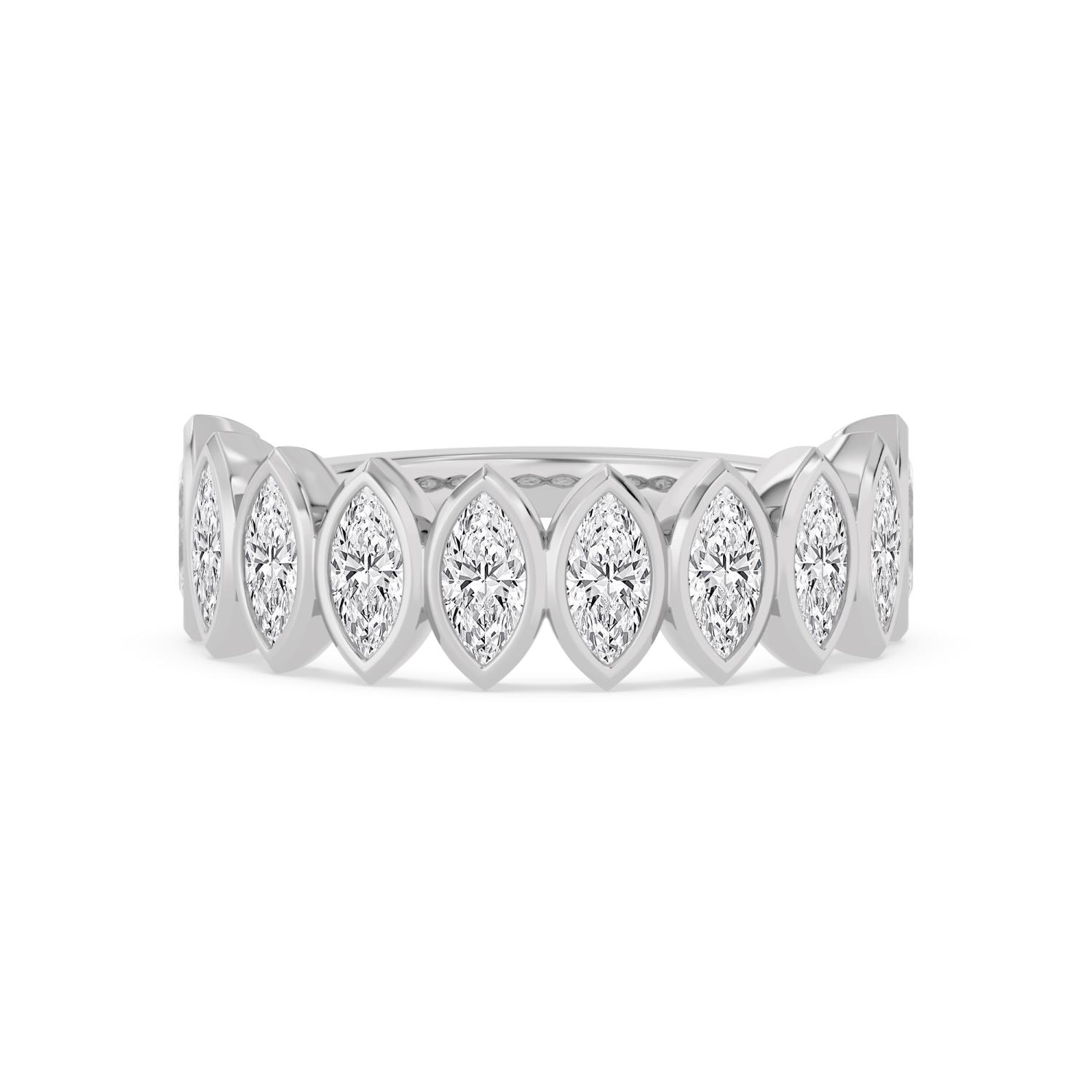 Brine, Marquise Bezel Band in White Gold, marquise, plain background