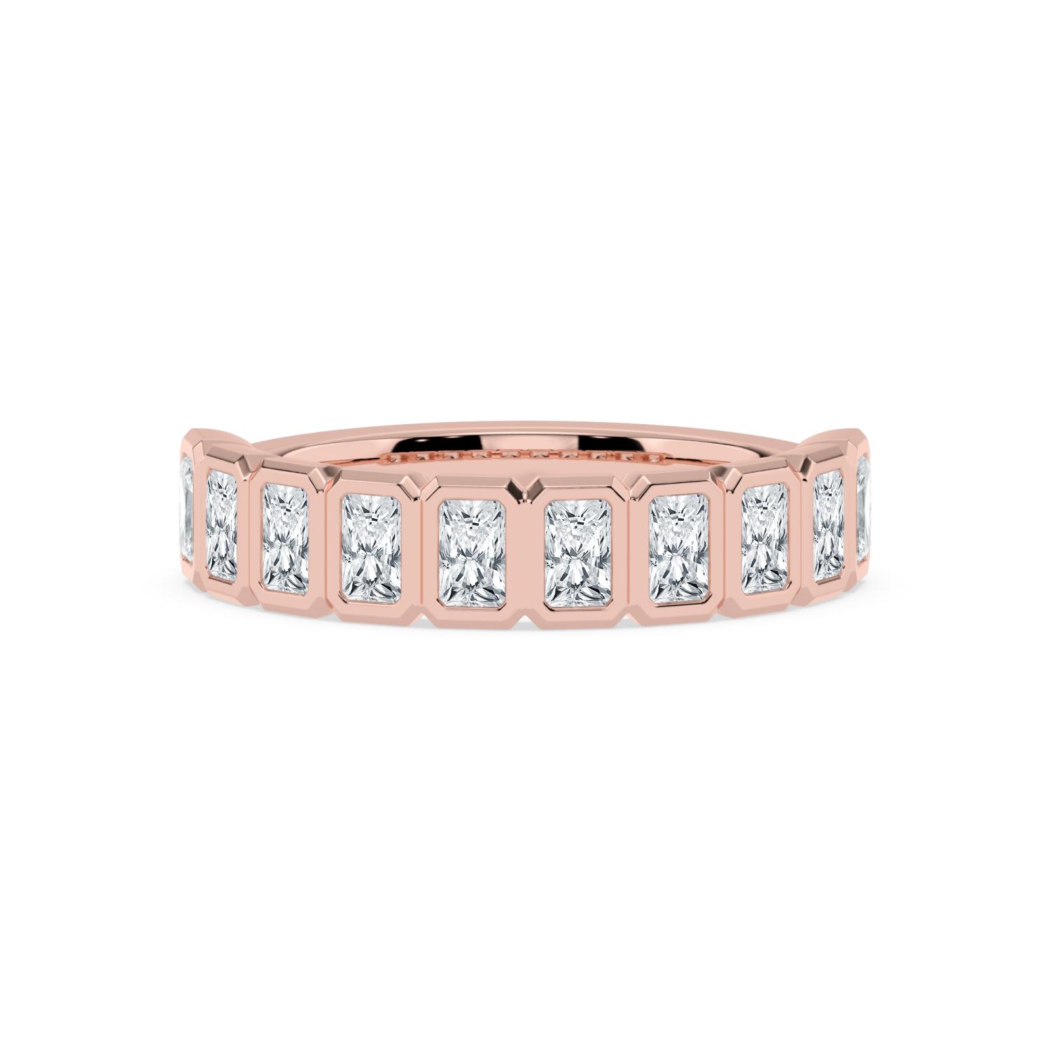 Pebble Radiant, Radiant Bezel Band in Rose Gold, radiant, studio photo