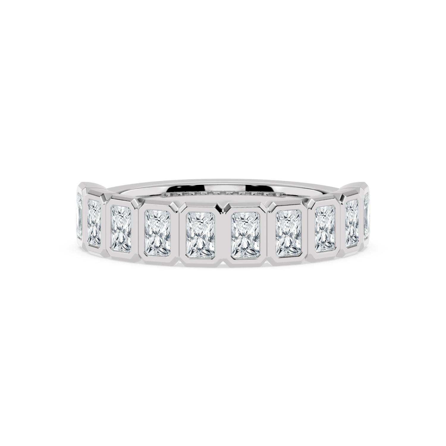 Pebble, Radiant Bezel Band in White Gold, radiant, plain background