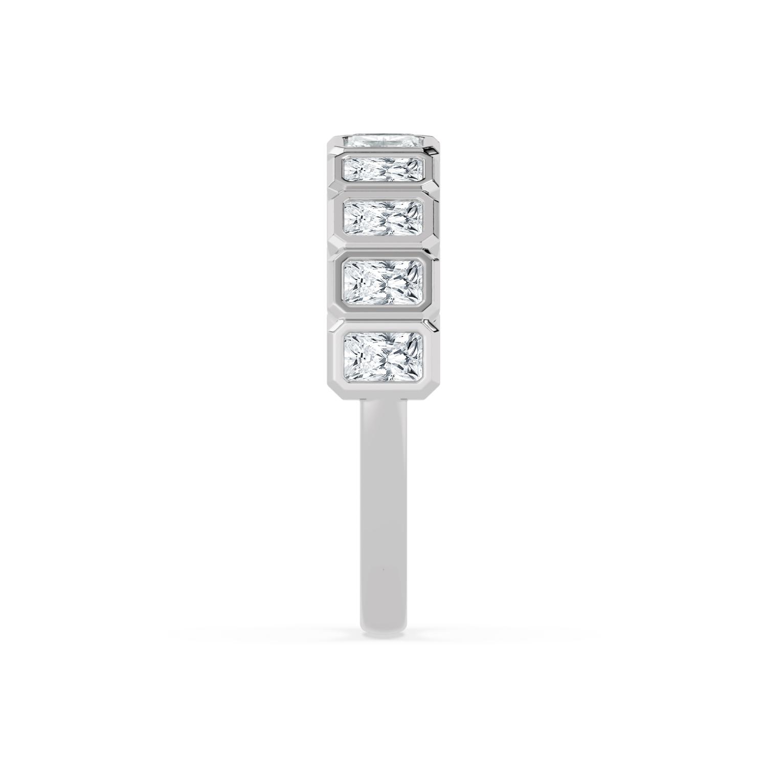 Pebble, Radiant Bezel Band in White Gold, radiant, plain background, alternate view