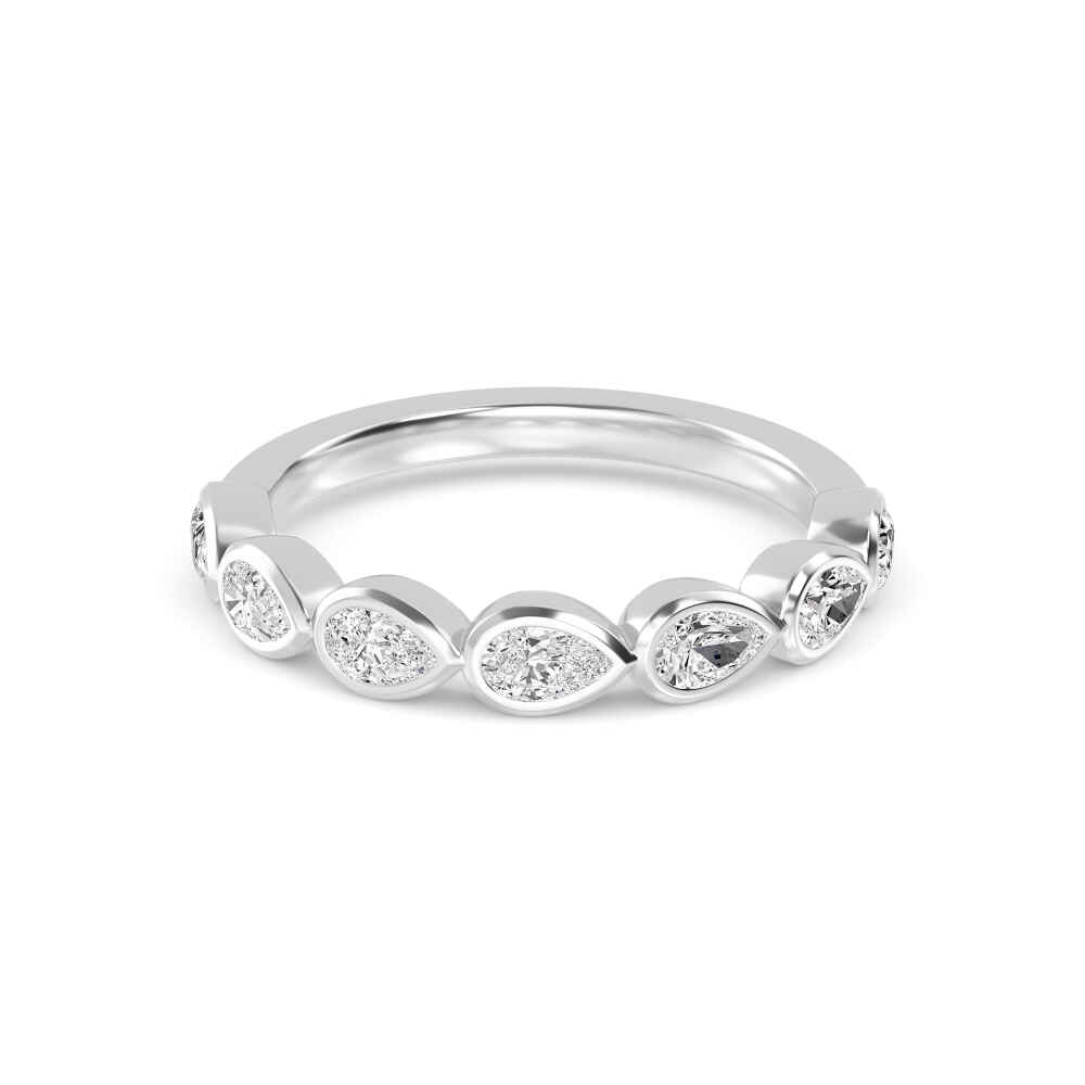 Pebble Pear, Pear Bezel Band in White Gold, pear, studio photo