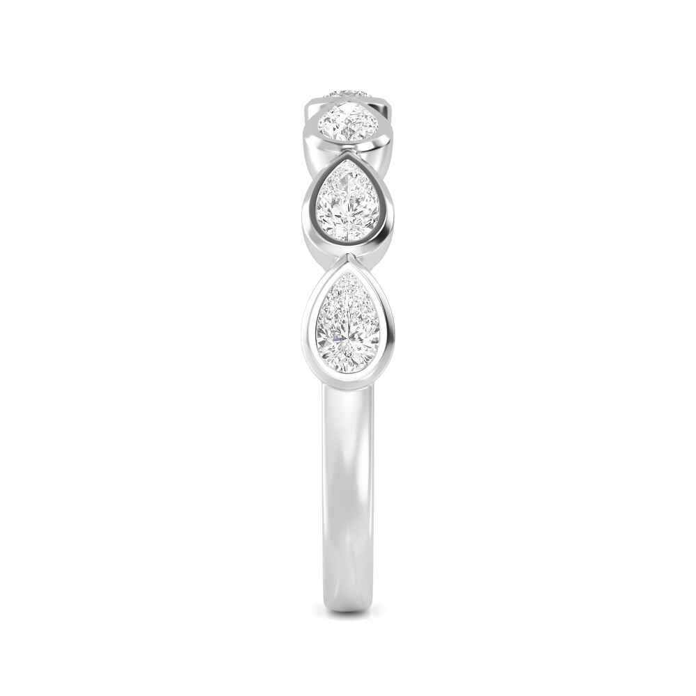 Pebble Pear, Pear Bezel Band in White Gold, pear, studio photo, alternate view