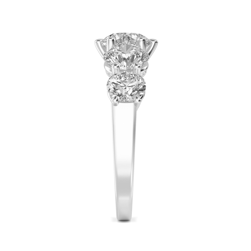 Bloom Round, Five-Stone Graduated Round Band in White Gold, round, studio photo, alternate view