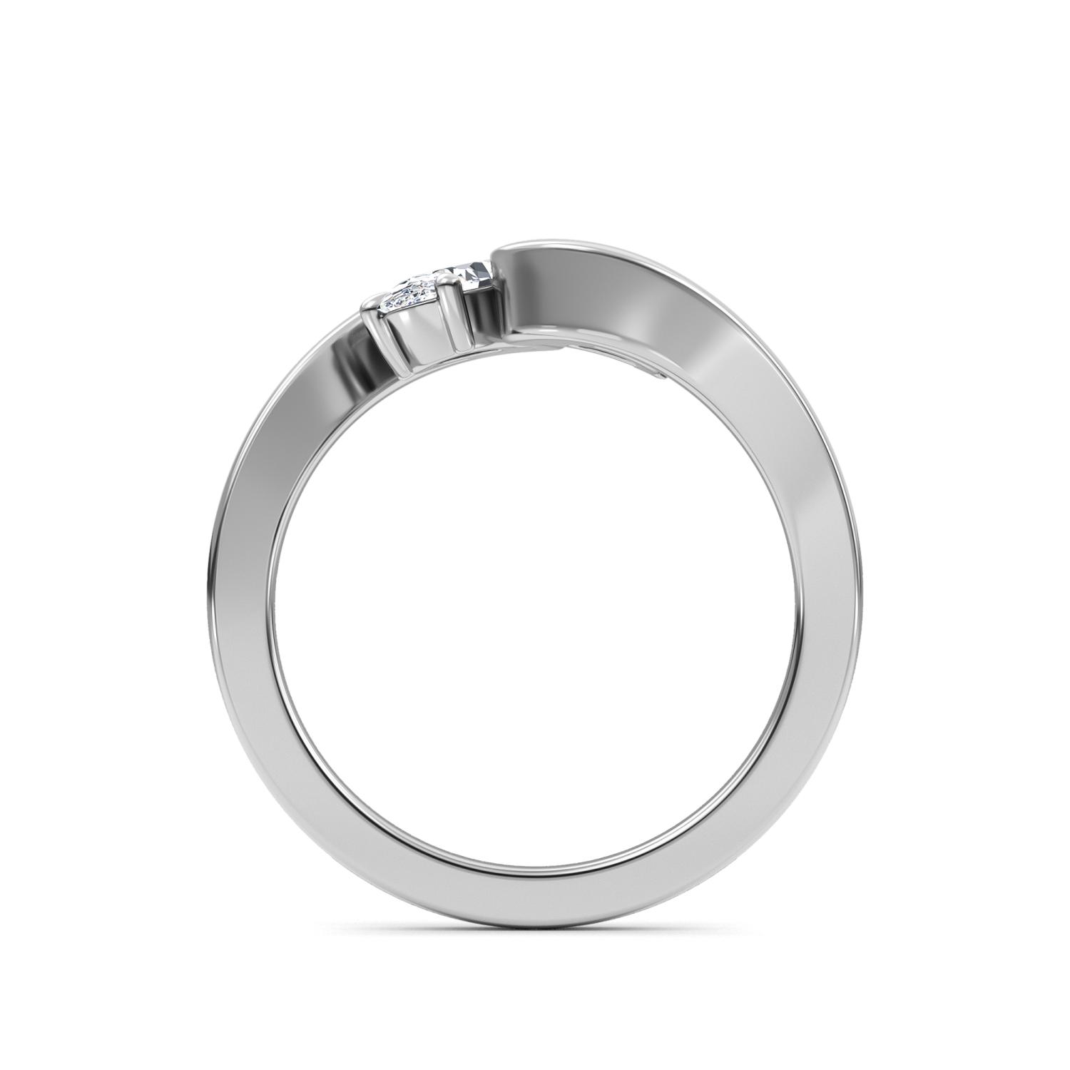 Tide, Two-Stone Bypass Ring in White Gold, oval, plain background, alternate view