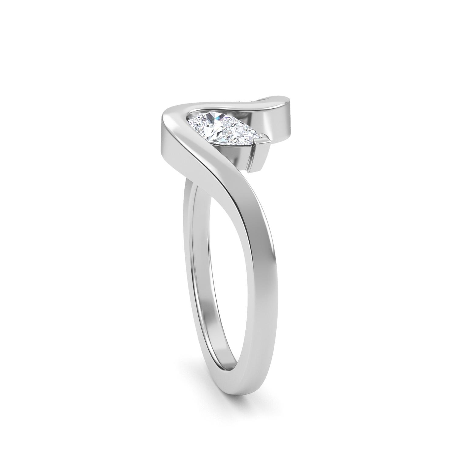 Tide, Two-Stone Bypass Ring in White Gold, oval, plain background, alternate view