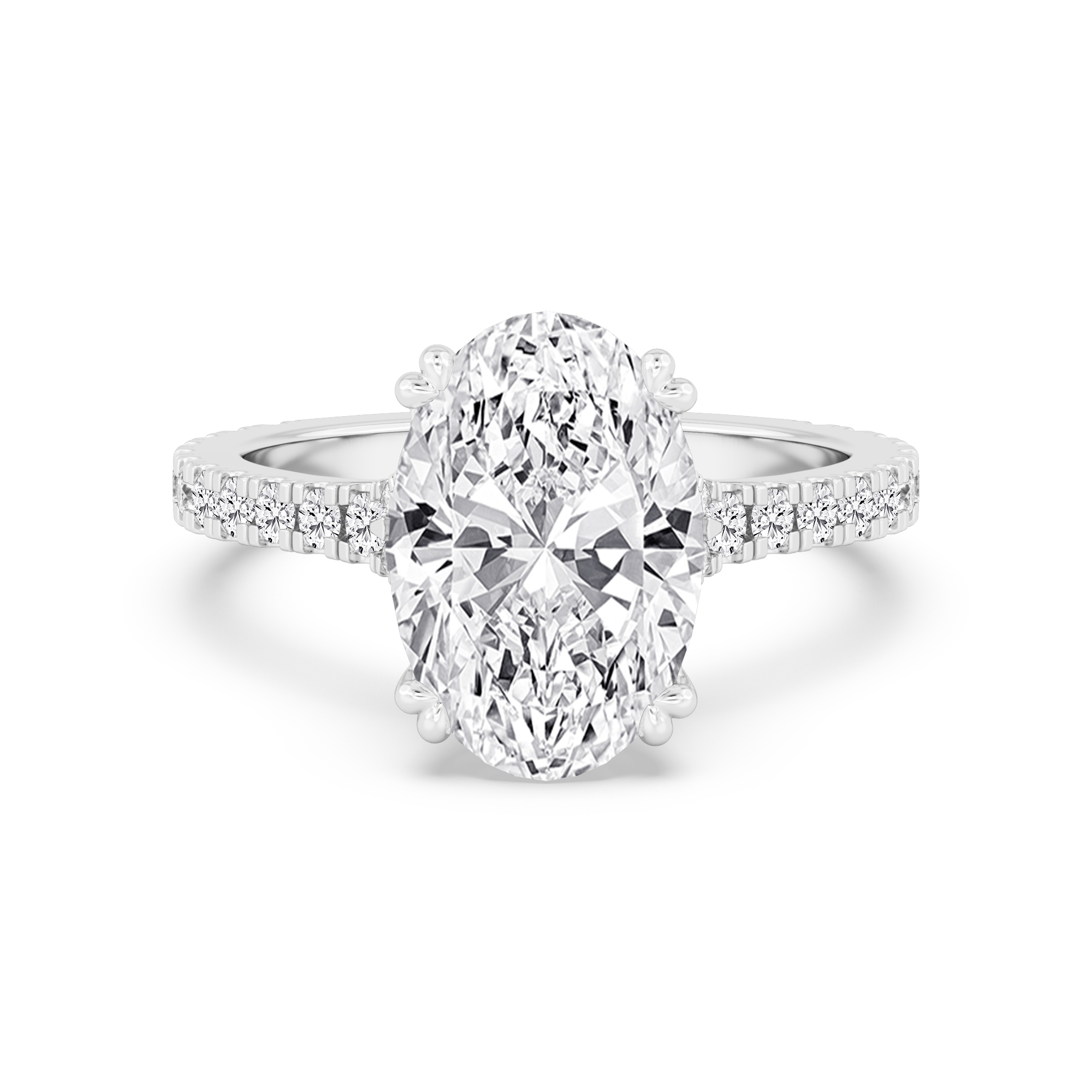 Fate, Oval Cross-Band Solitaire in White Gold, oval, plain background