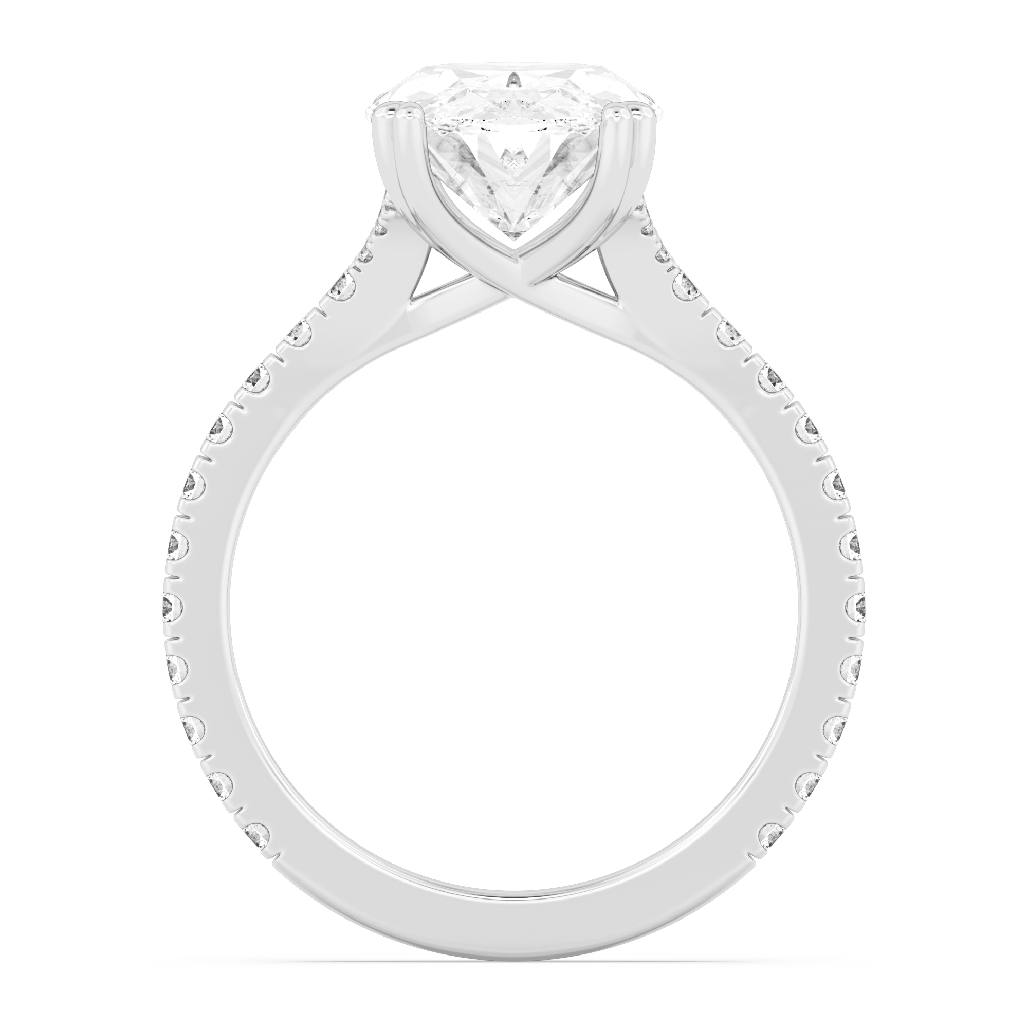 Fate, Oval Cross-Band Solitaire in White Gold, oval, plain background, alternate view