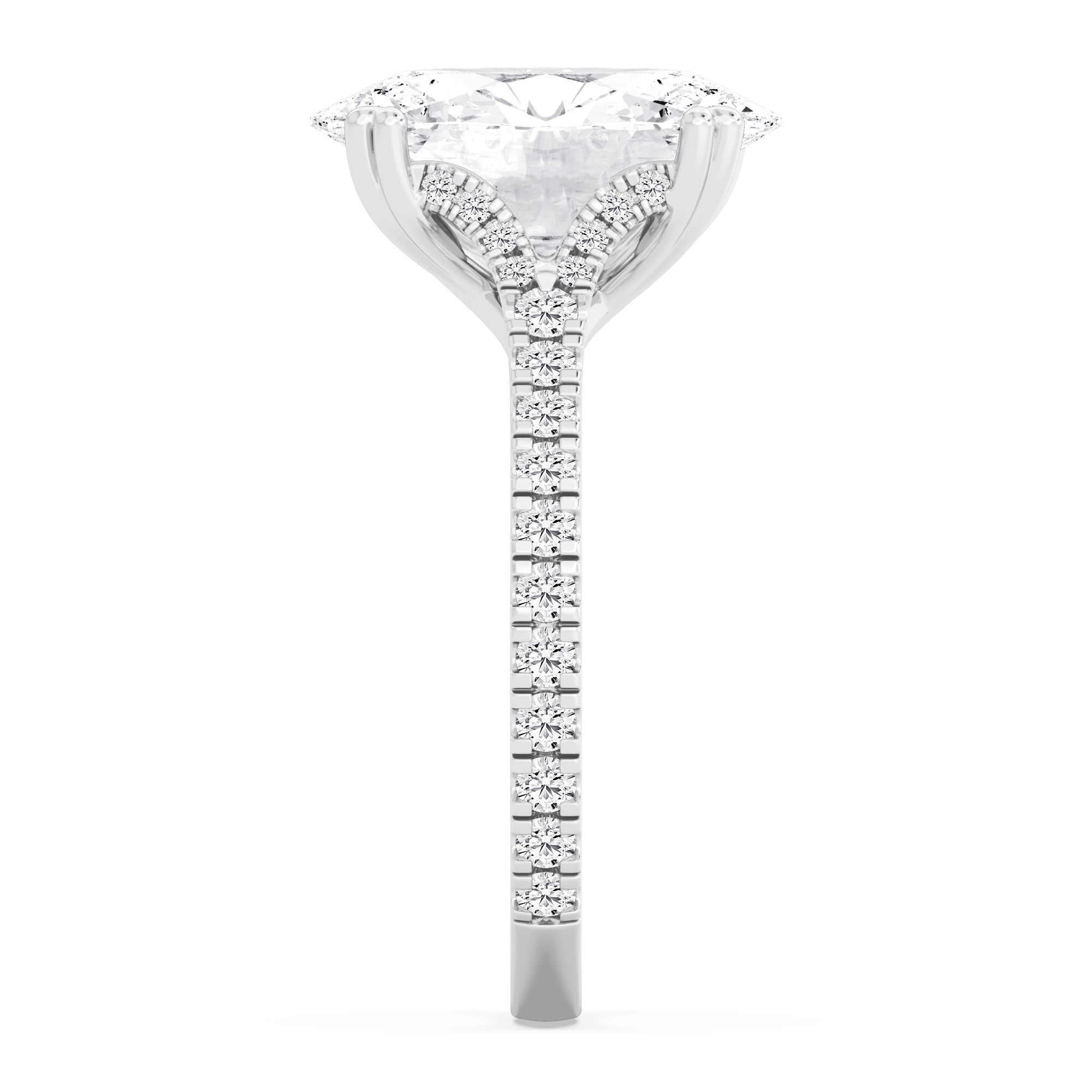 Fate, Oval Cross-Band Solitaire in White Gold, oval, plain background, alternate view