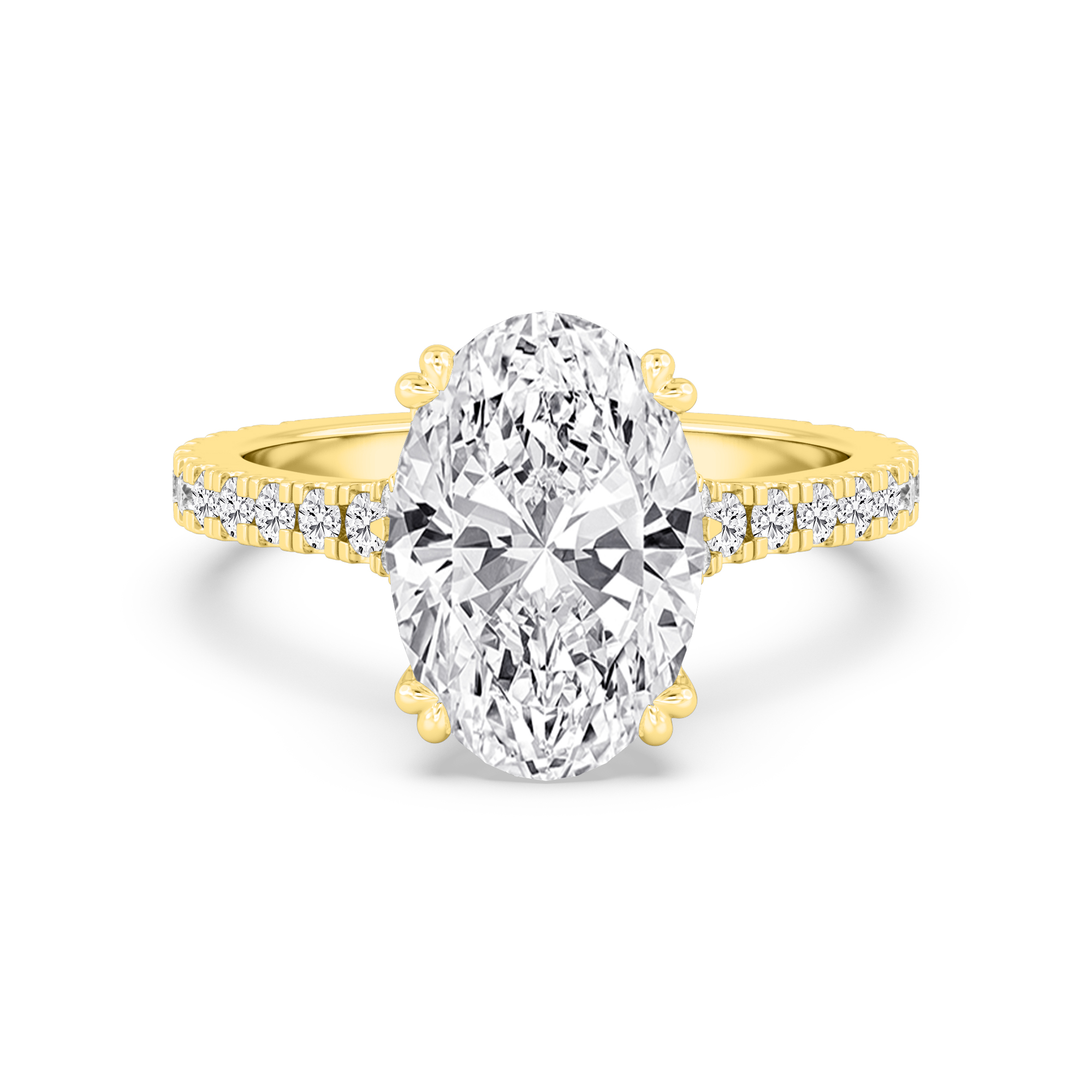 Fate Oval, Oval Cross-Band Solitaire in Yellow Gold, oval, studio photo