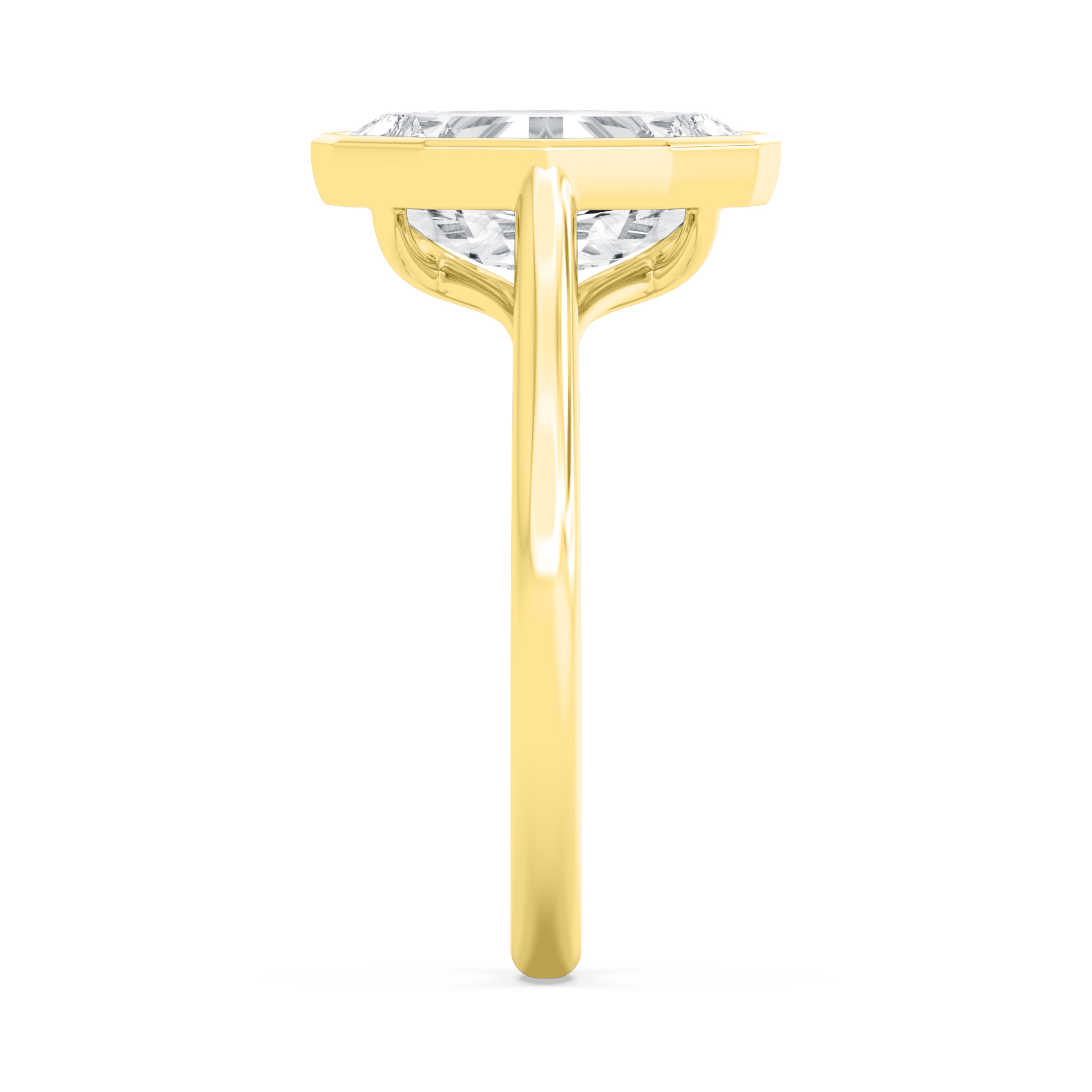 Stepwell, Bezel Step-Cut Ring in Yellow Gold, oval, plain background, alternate view