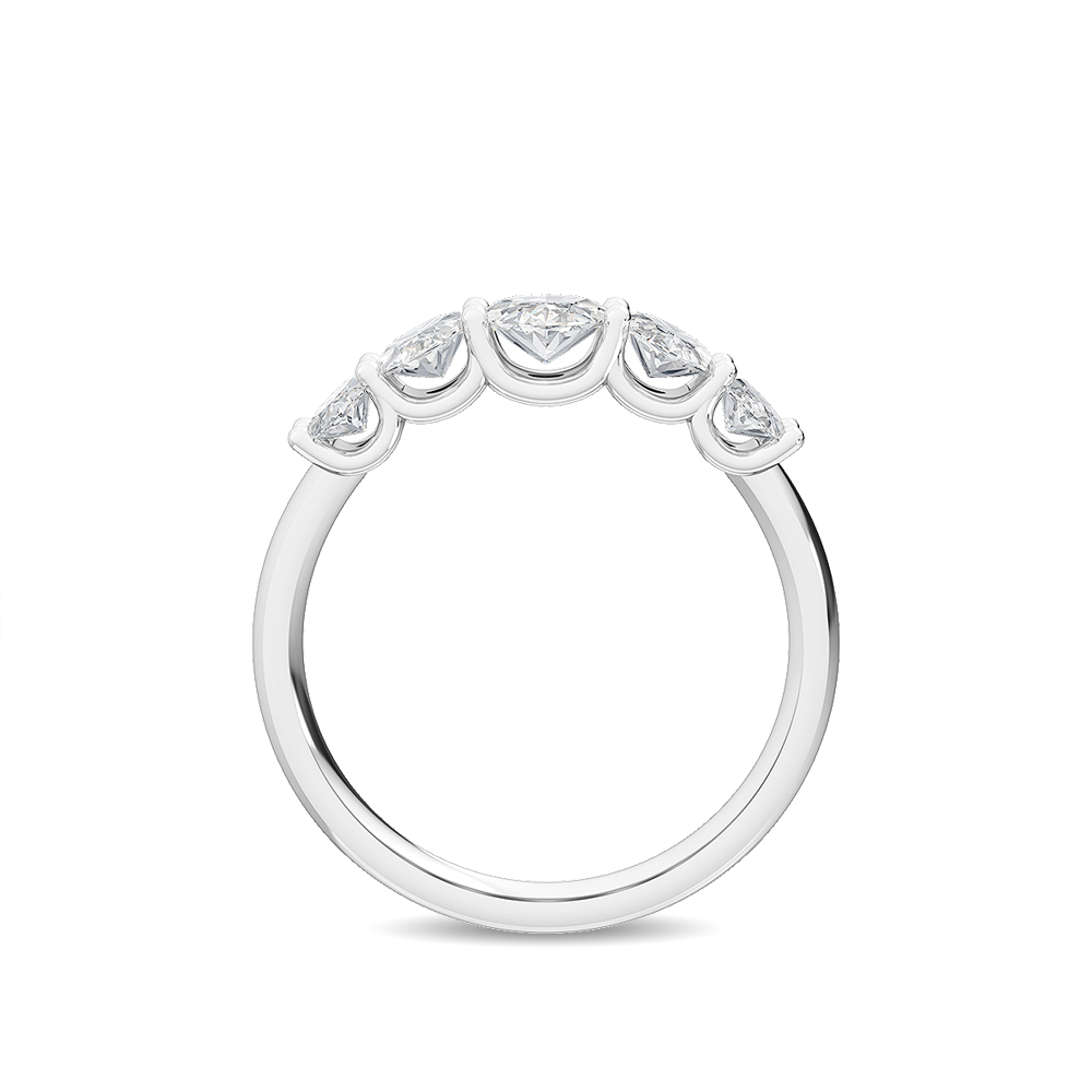 Posy, Graduated Oval Five-Stone Ring in White Gold, oval, plain background, alternate view