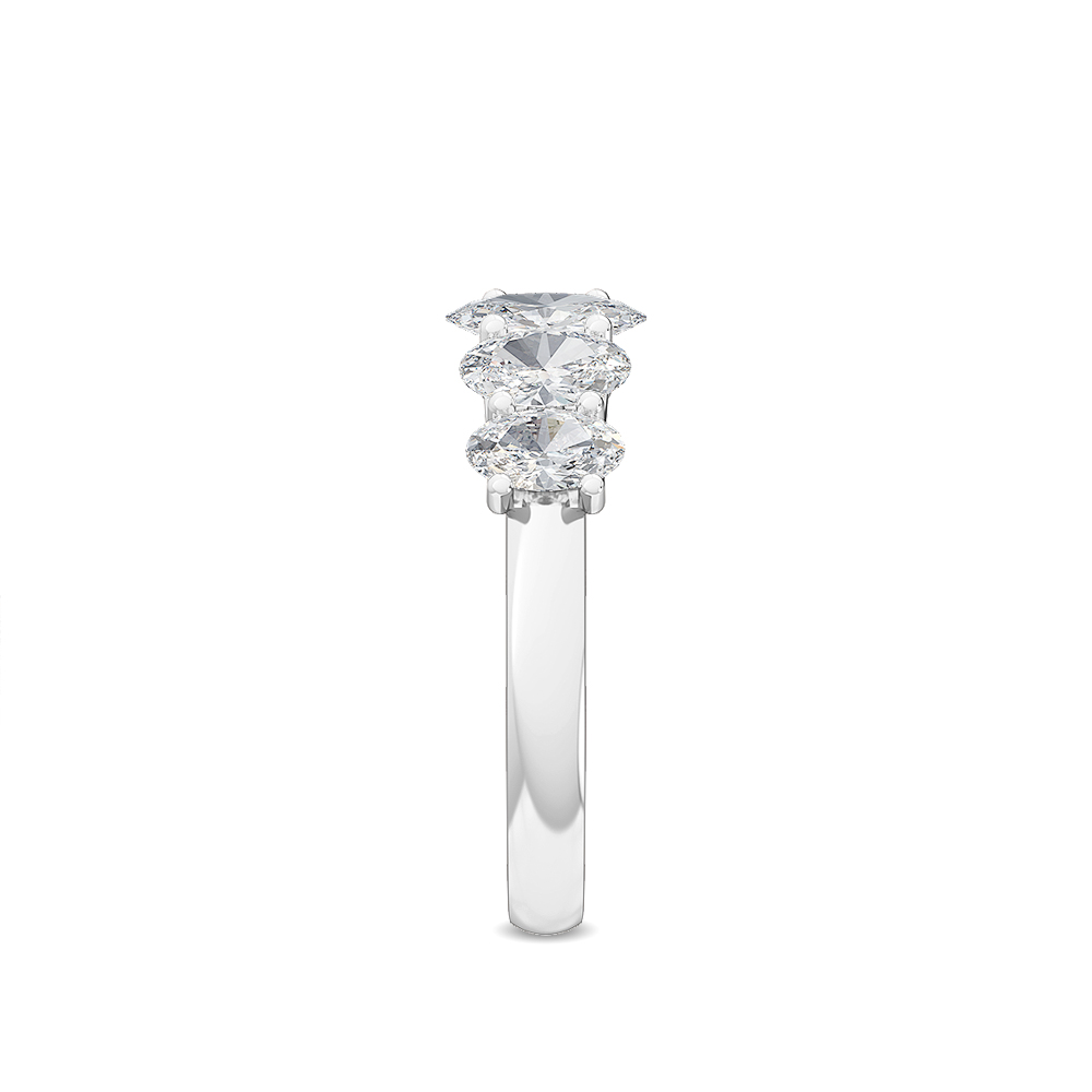 Posy, Graduated Oval Five-Stone Ring in White Gold, oval, plain background, alternate view