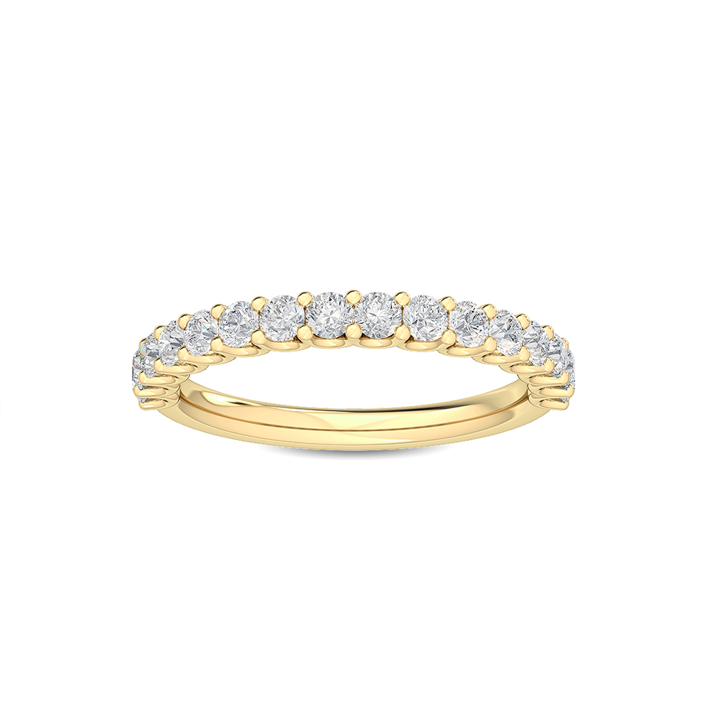 Vow, Shared-Prong Band in Yellow Gold, round, plain background