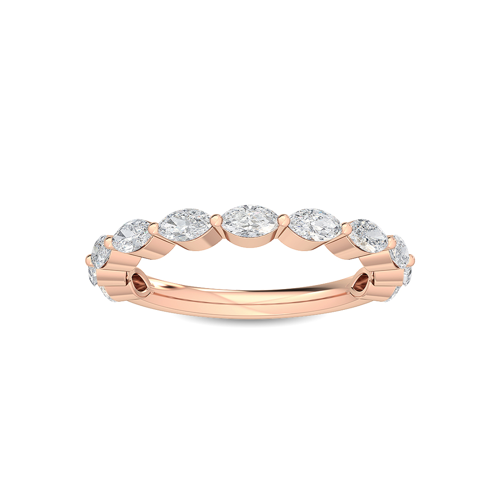 Petal, Marquise Shared-Prong Band in Rose Gold, marquise, plain background