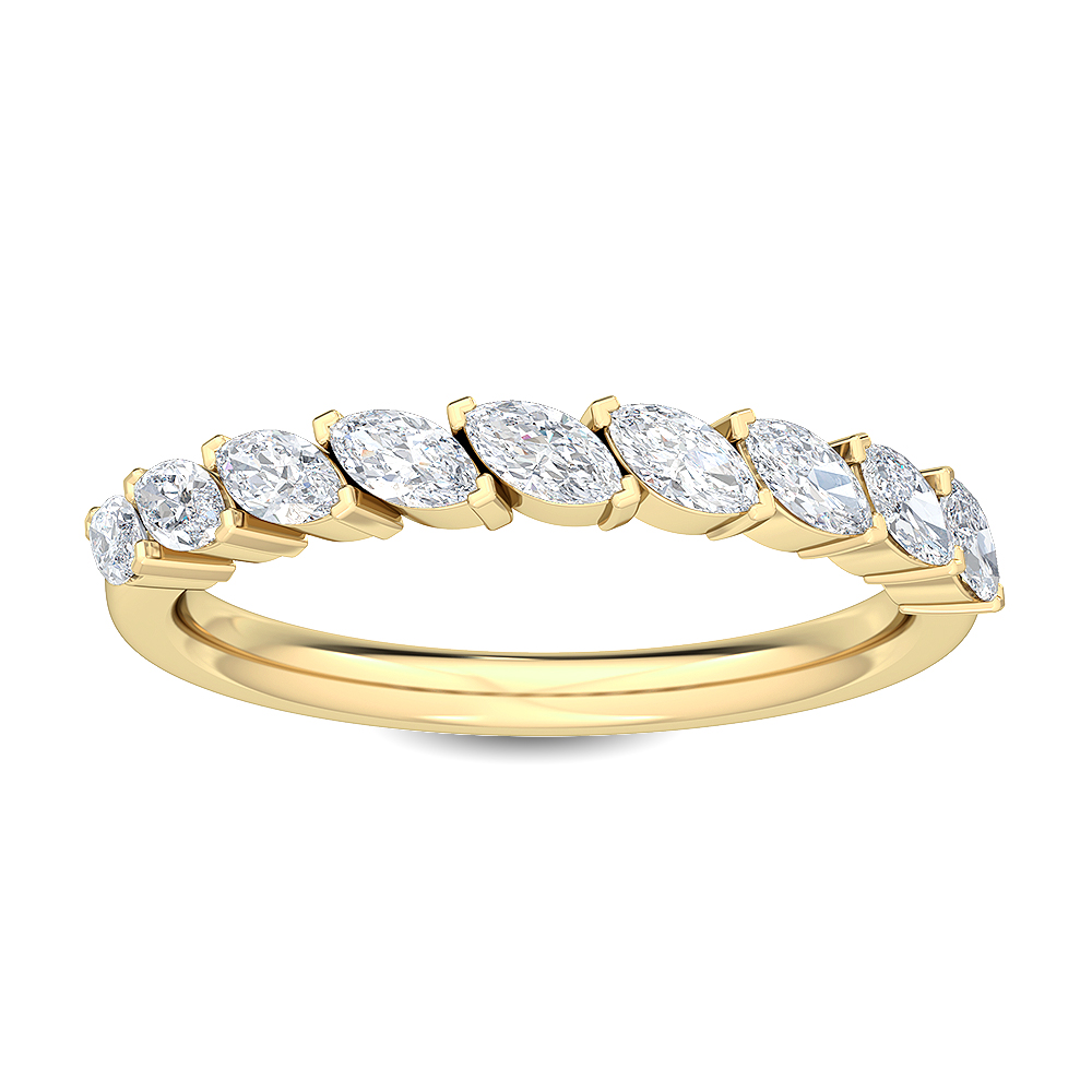 Aspen, Marquise Tip-to-Tip Band in Yellow Gold, marquise, plain background