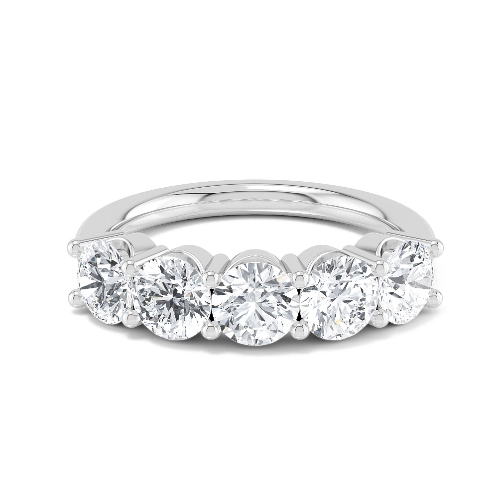 Chime, Round Five-Stone Ring in White Gold, round, plain background